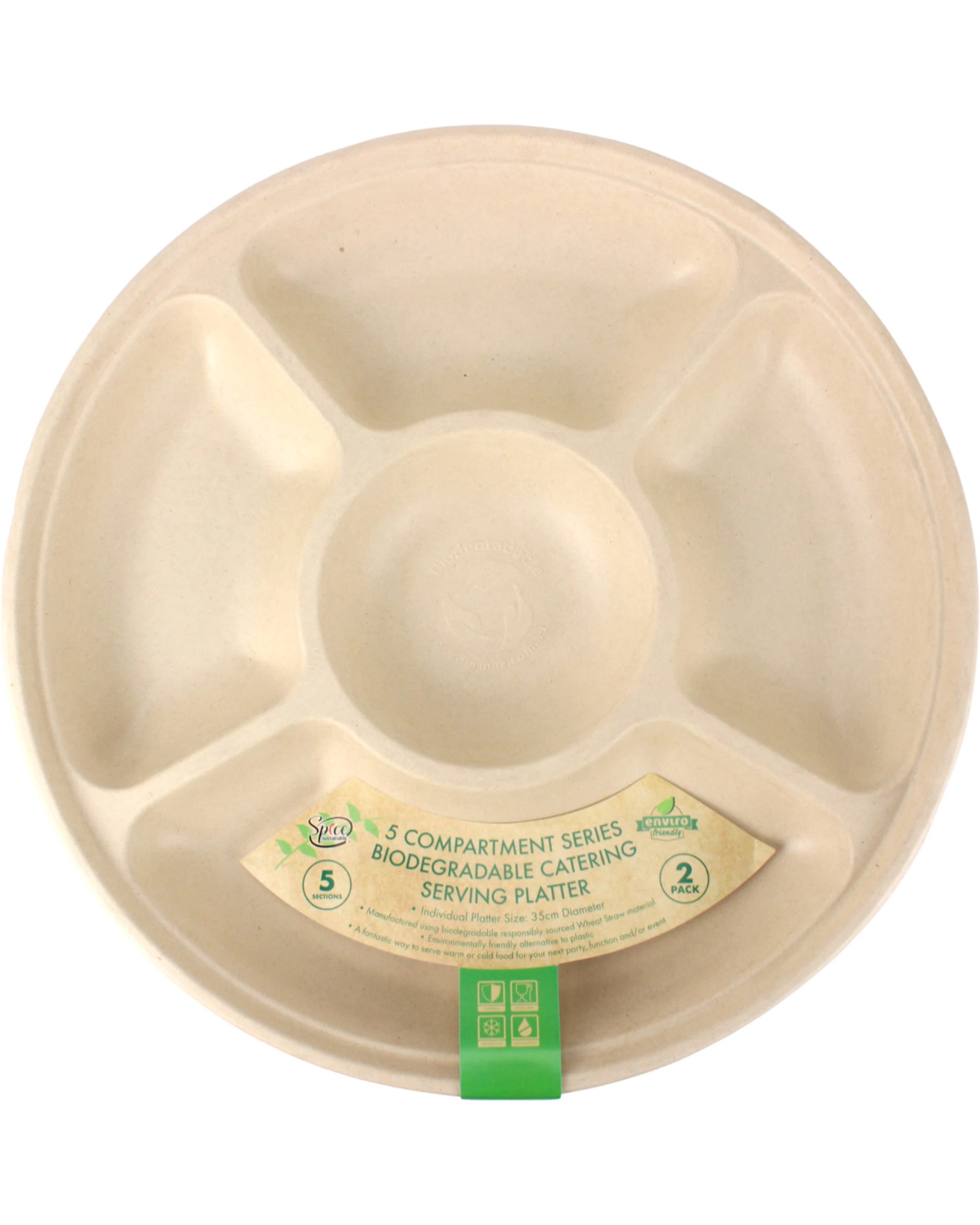 3 Durmaz Eco Biodegradable Chip and Dip Platters 35cm Pack of 2 - Natural, 3 of 3