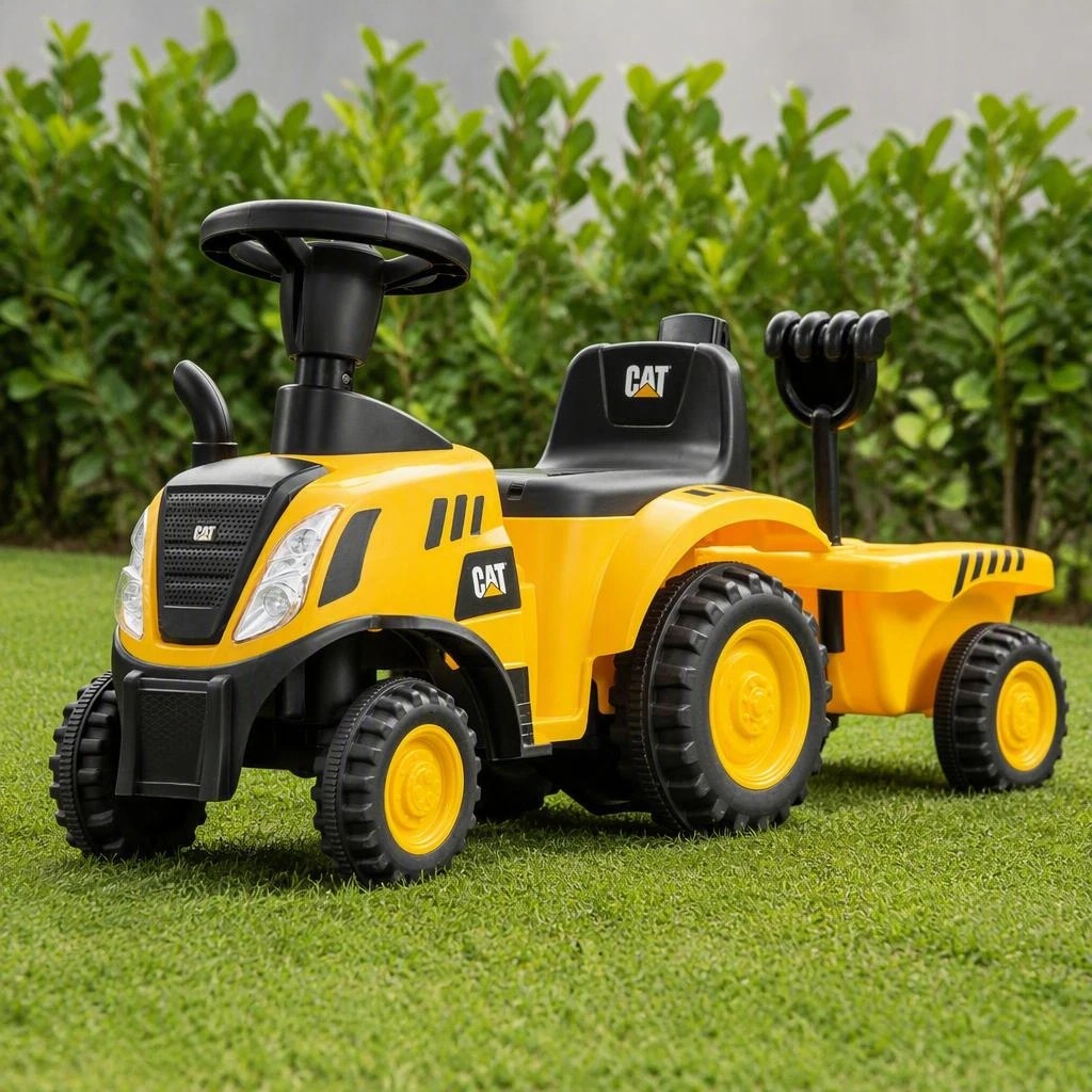 7 Costway Battery-Operated Sliding Tractor Toy Ride On Tractor w/Beach Rake & Shovel - Yellow, 7 of 7