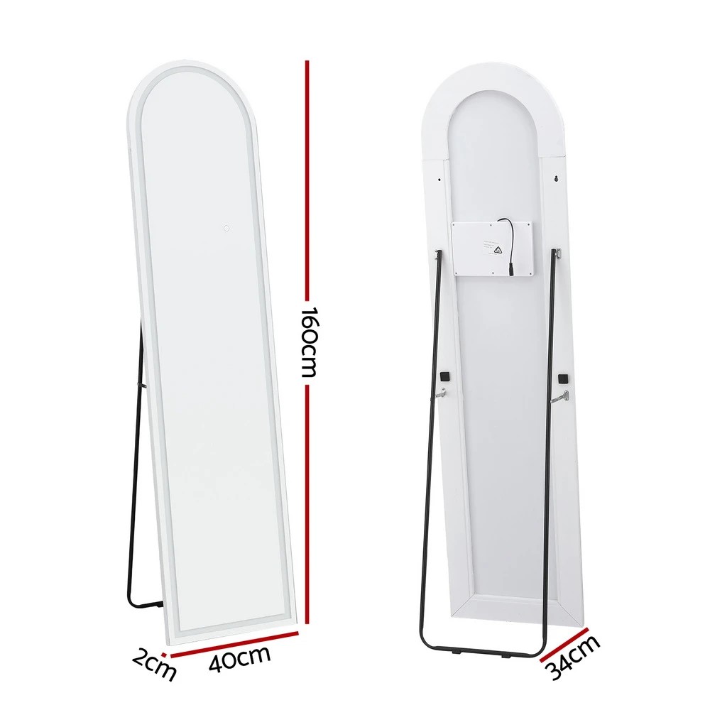 2 Embellir LED Full Length Mirror Floor Dressing Mirror 160cm - White, 2 of 6