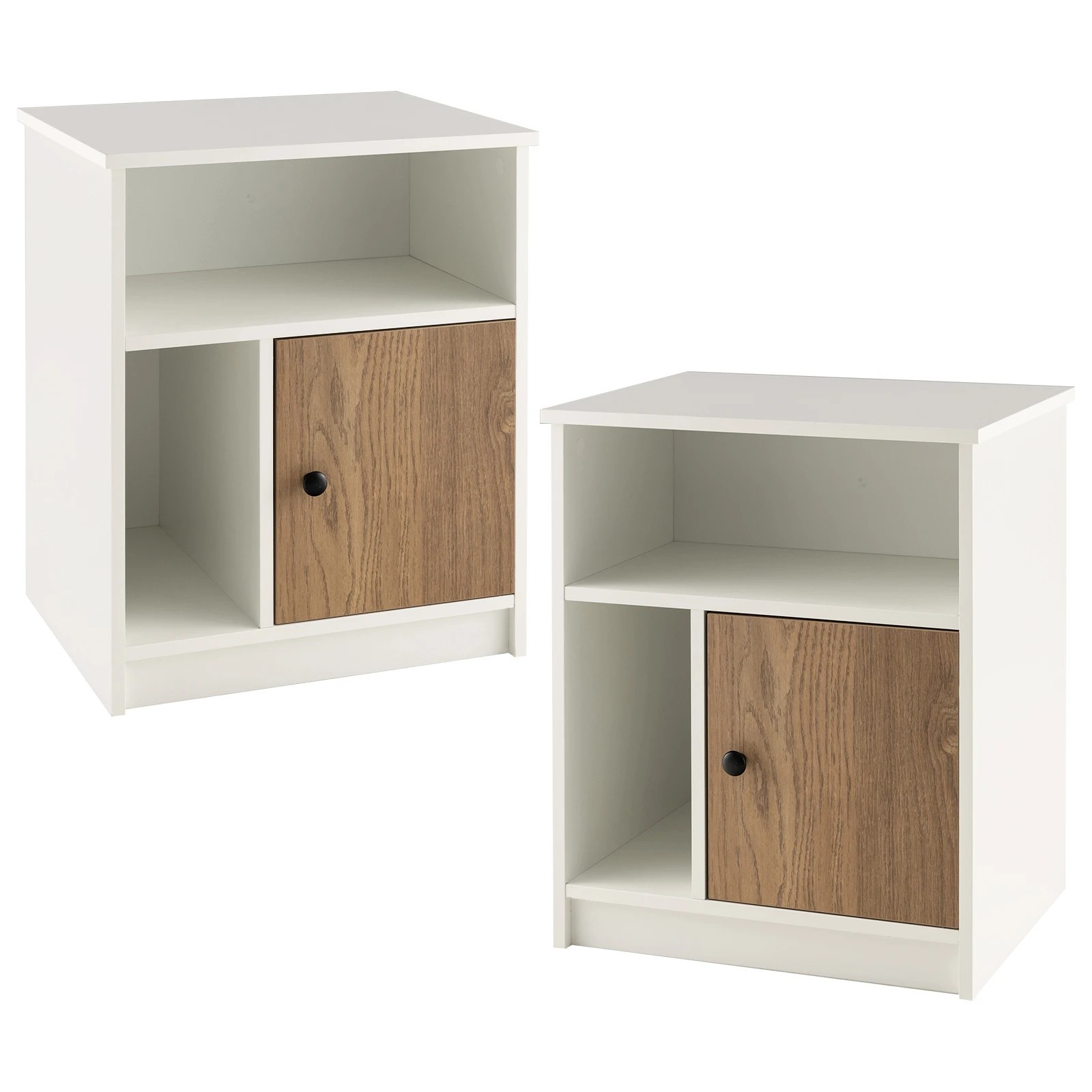 1 Costway Modern Bedside Table Set of 2 Nightstand End Table Storage Cabinet, 1 of 1