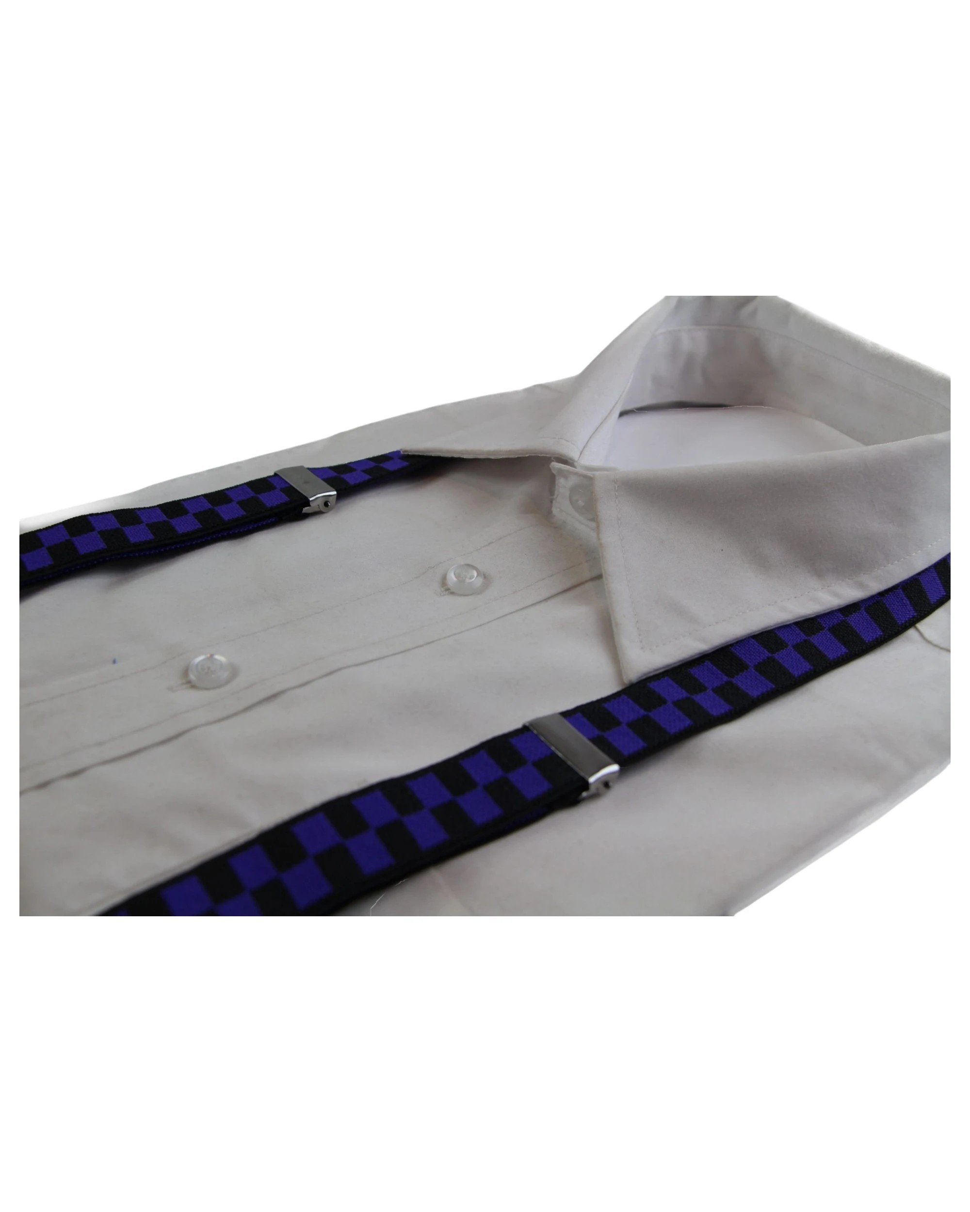 3 Zasel Mens Adjustable Black & Dark Purple Checkered Patterned Suspenders - Multi, 3 of 5