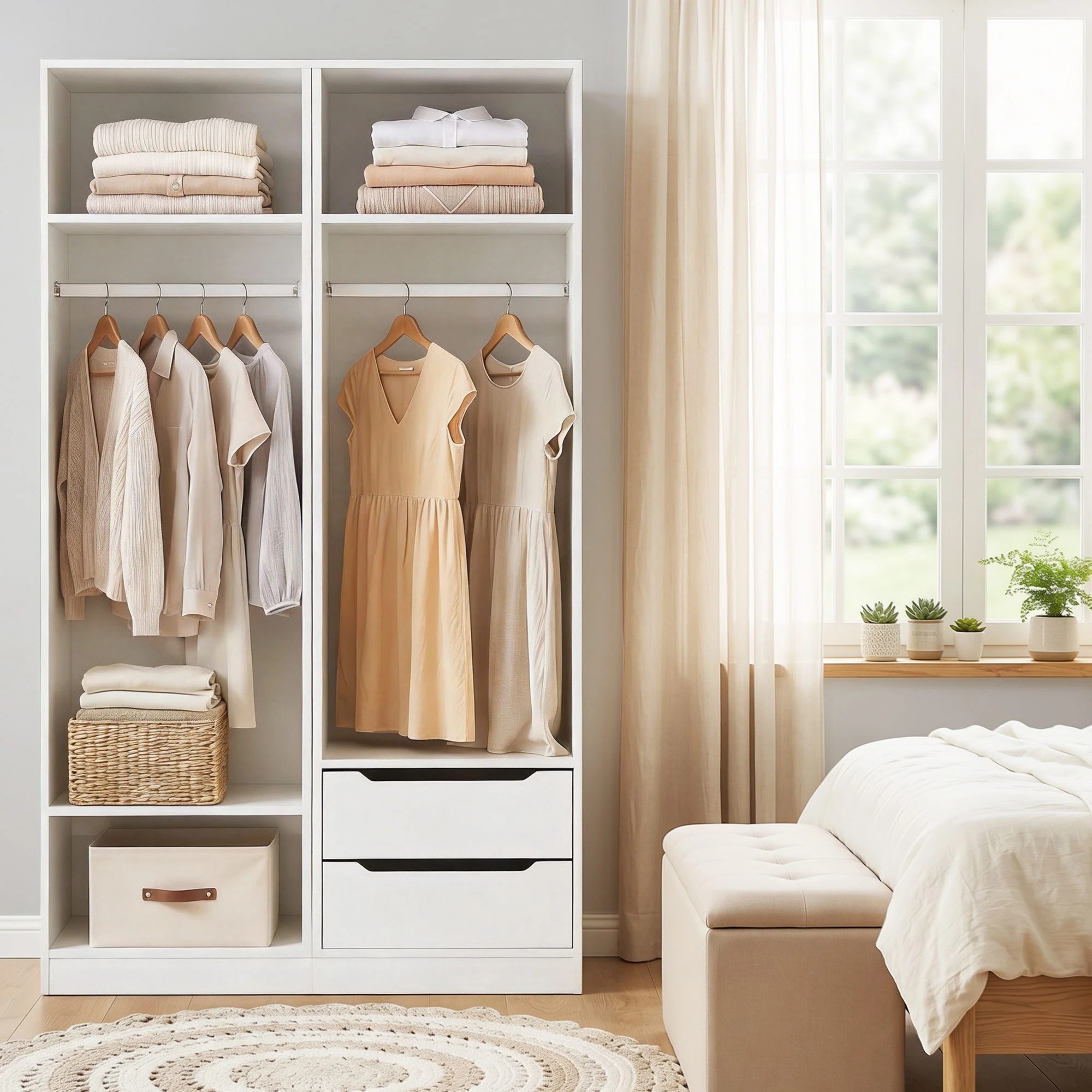 7 Artiss Wardrobe Clothes Closet Storage Organizer 2 Shelves 1 Hanging Rod - White, 7 of 8