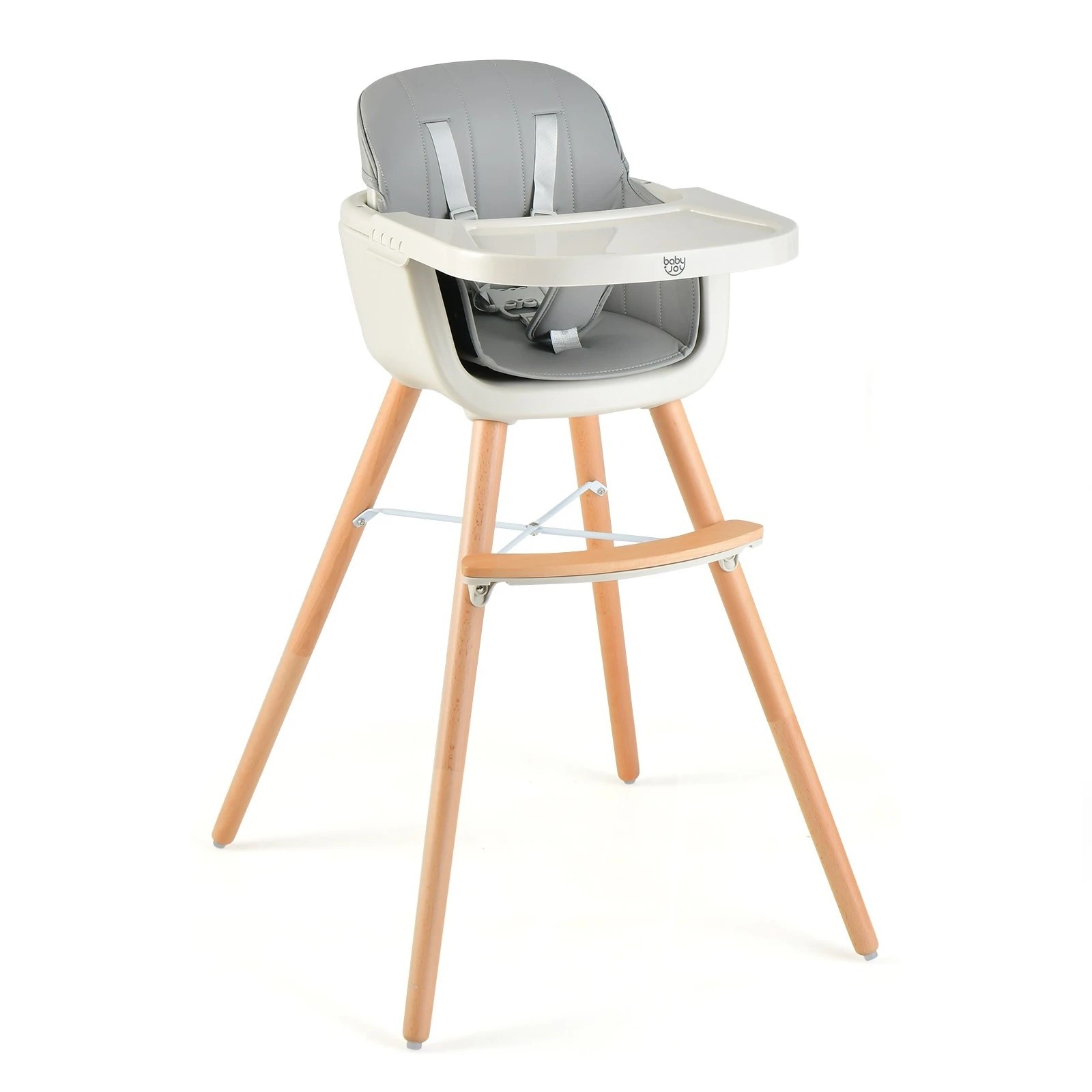 1 Costway 3-In-1 High Chair Feeding Chair Grey, 1 of 2