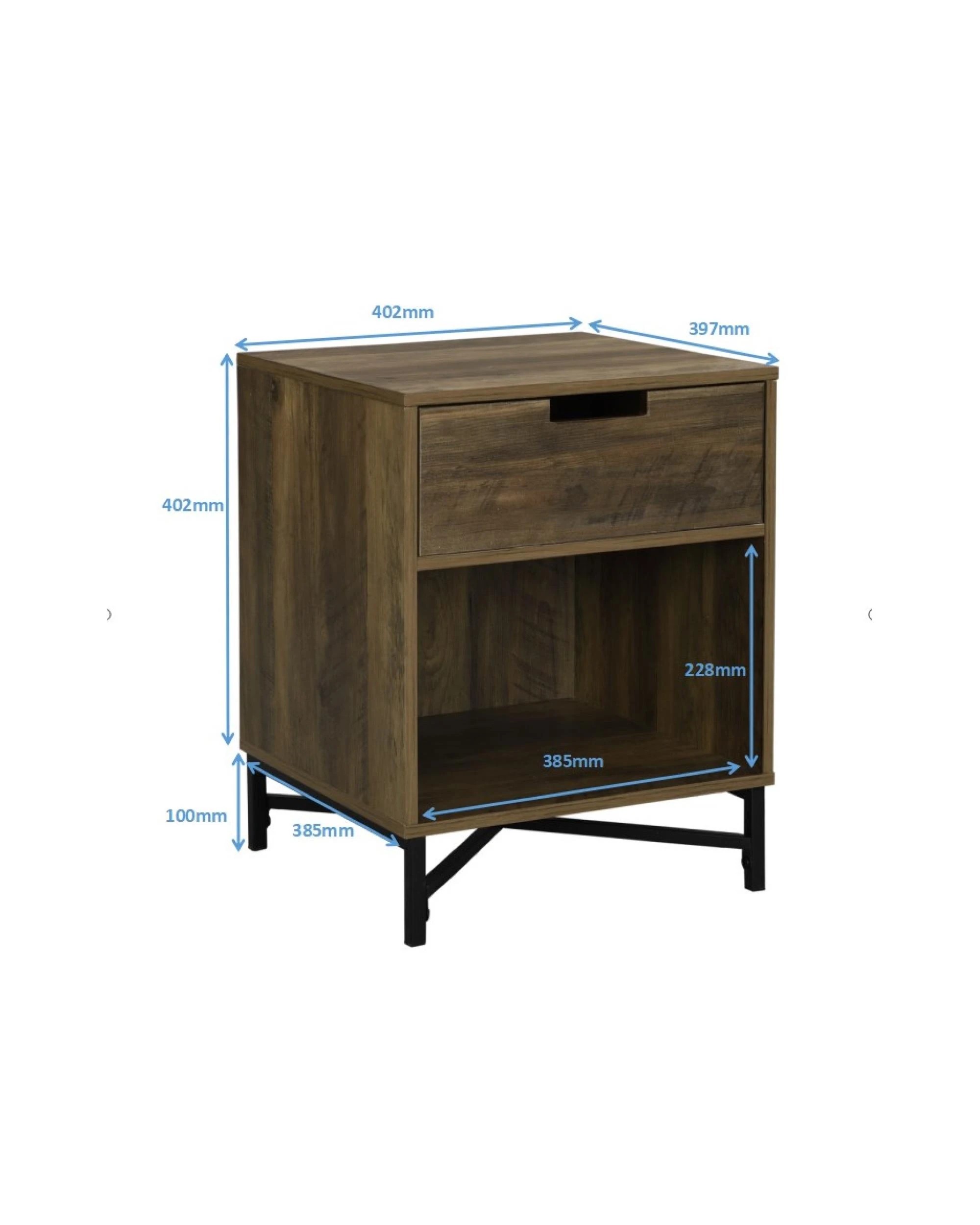 7 Kodu Bedside Table 1 Drawer Industrial Side Table Nightstand - Black, 7 of 8