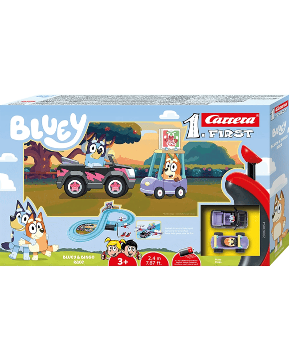 Carrera 1. First Bluey and Bingo Race