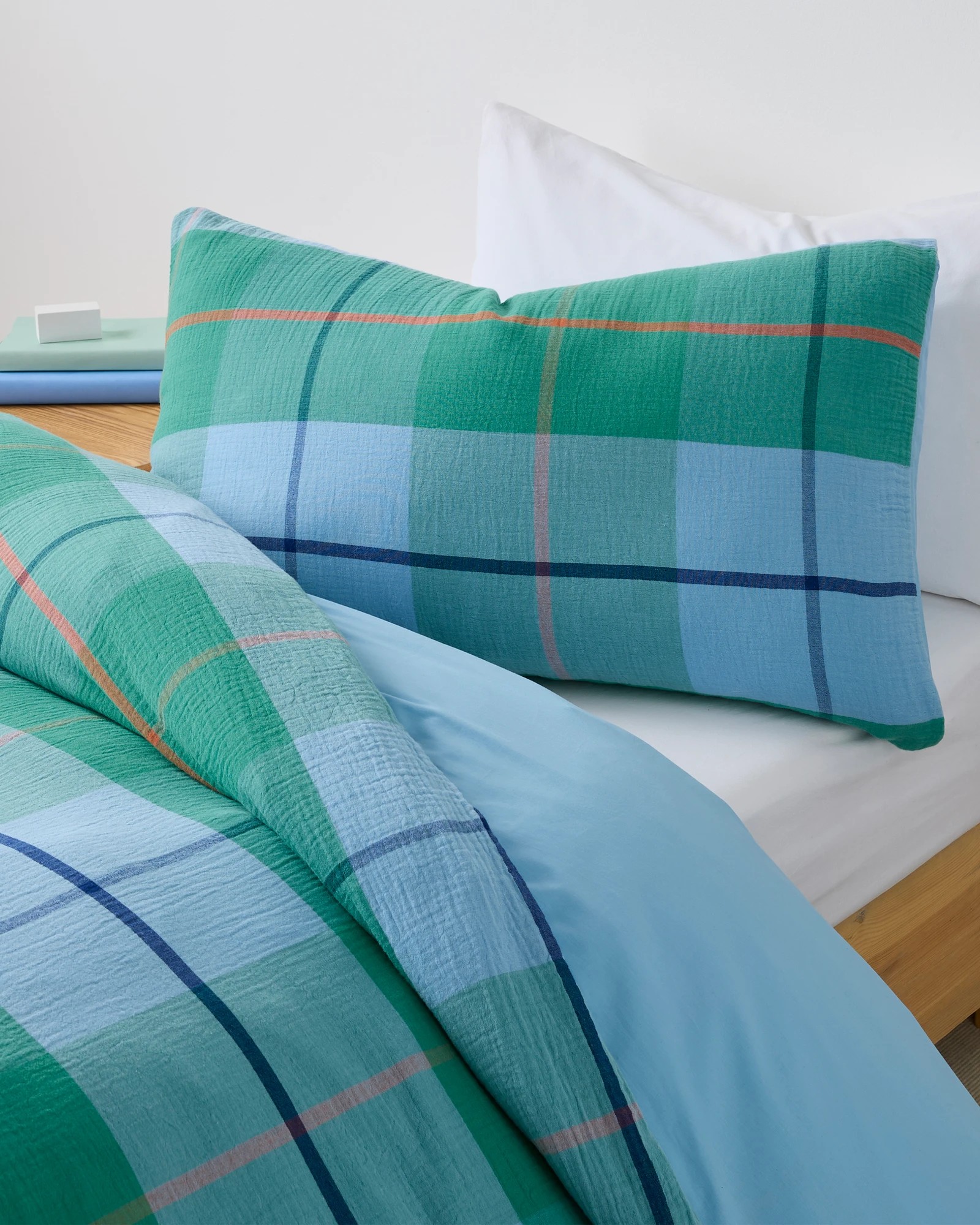 2 Target Finno Check Muslin Quilt Cover Set — Australian Cotton, Single, Green
 - Single Bed
 - Green, 2 of 3