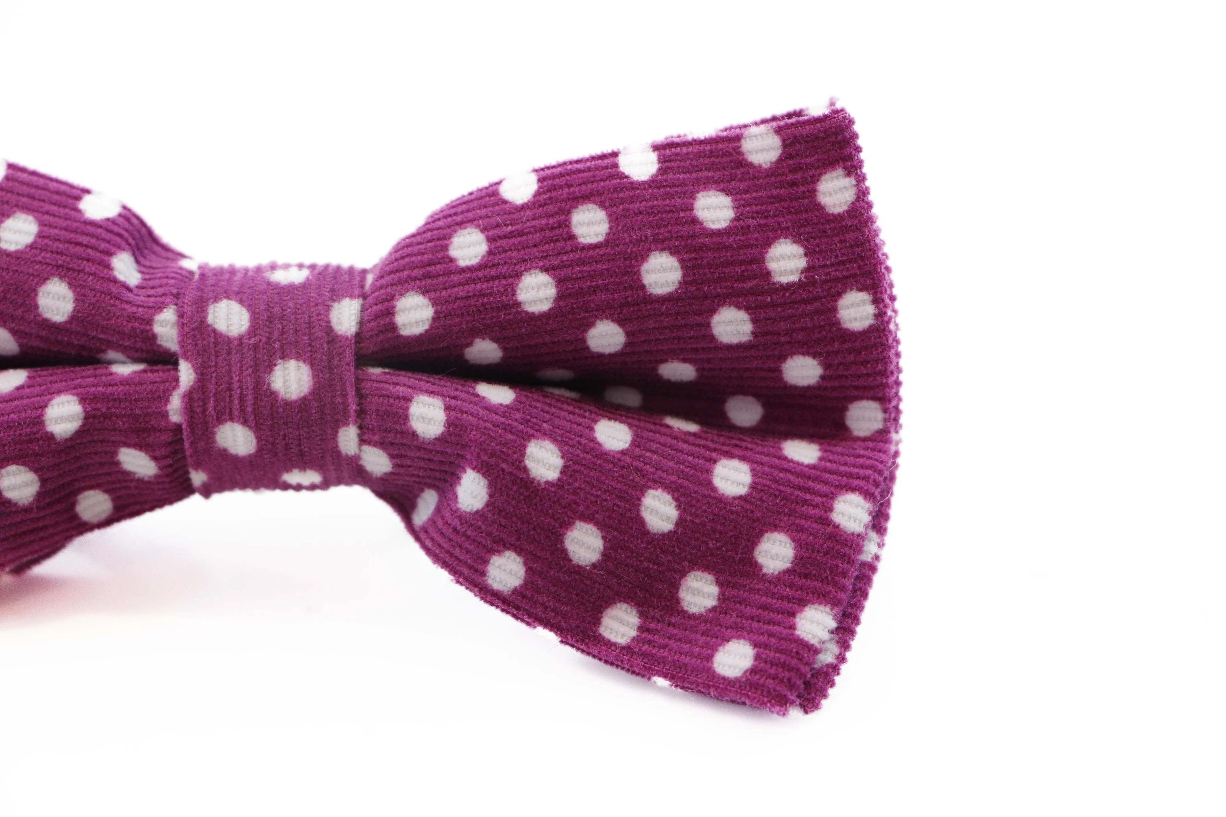 3 Zasel Mens Magenta & White Cord Polka Dot Patterned Bow Tie - Multi, 3 of 4
