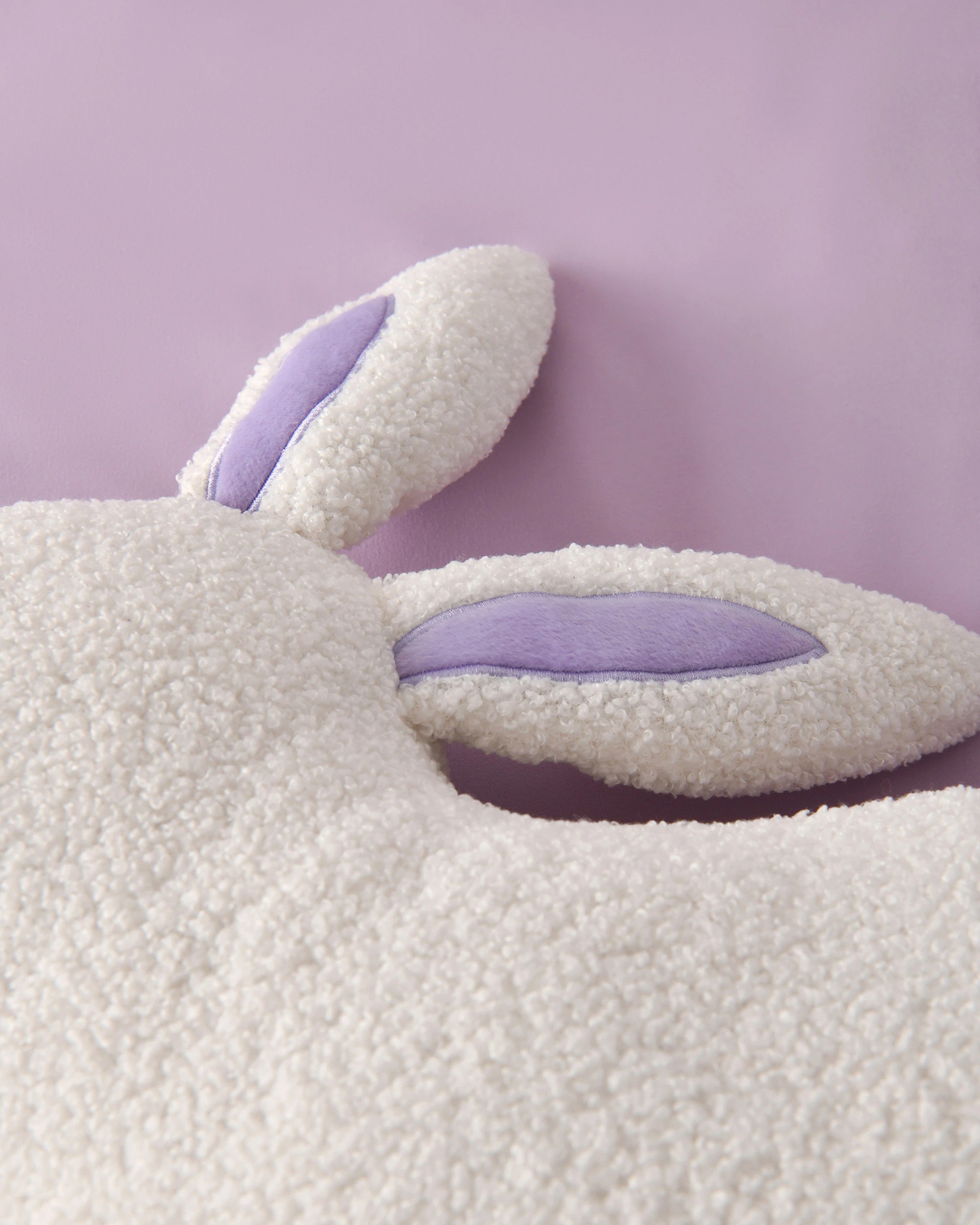 4 Jack & Ava Nibbles the Bunny Boucle Fleece Cushion - White, 4 of 5