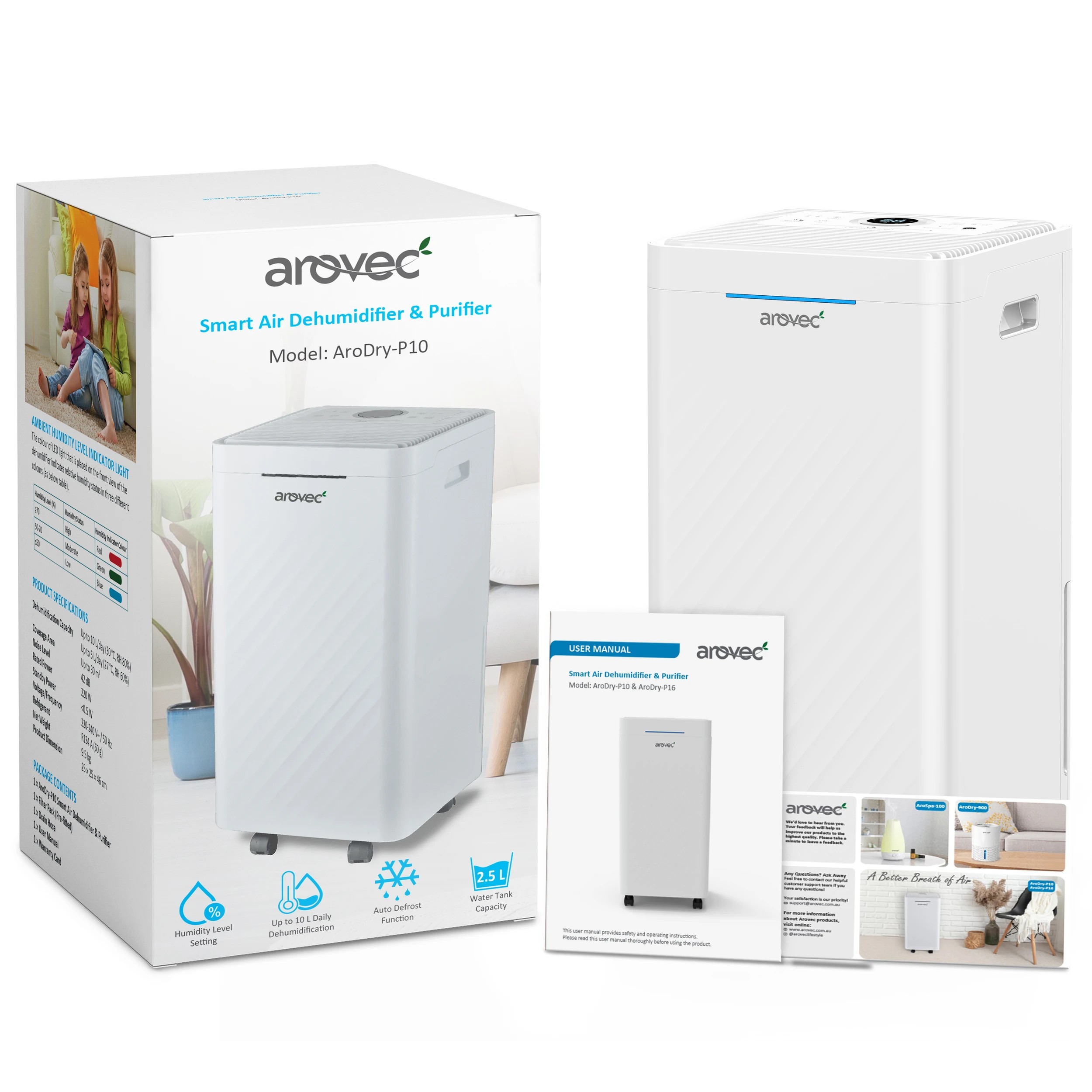 2 Arovec Smart 2 in 1 Dehumidifier and Air Purifier 10L per Day, 2 of 4
