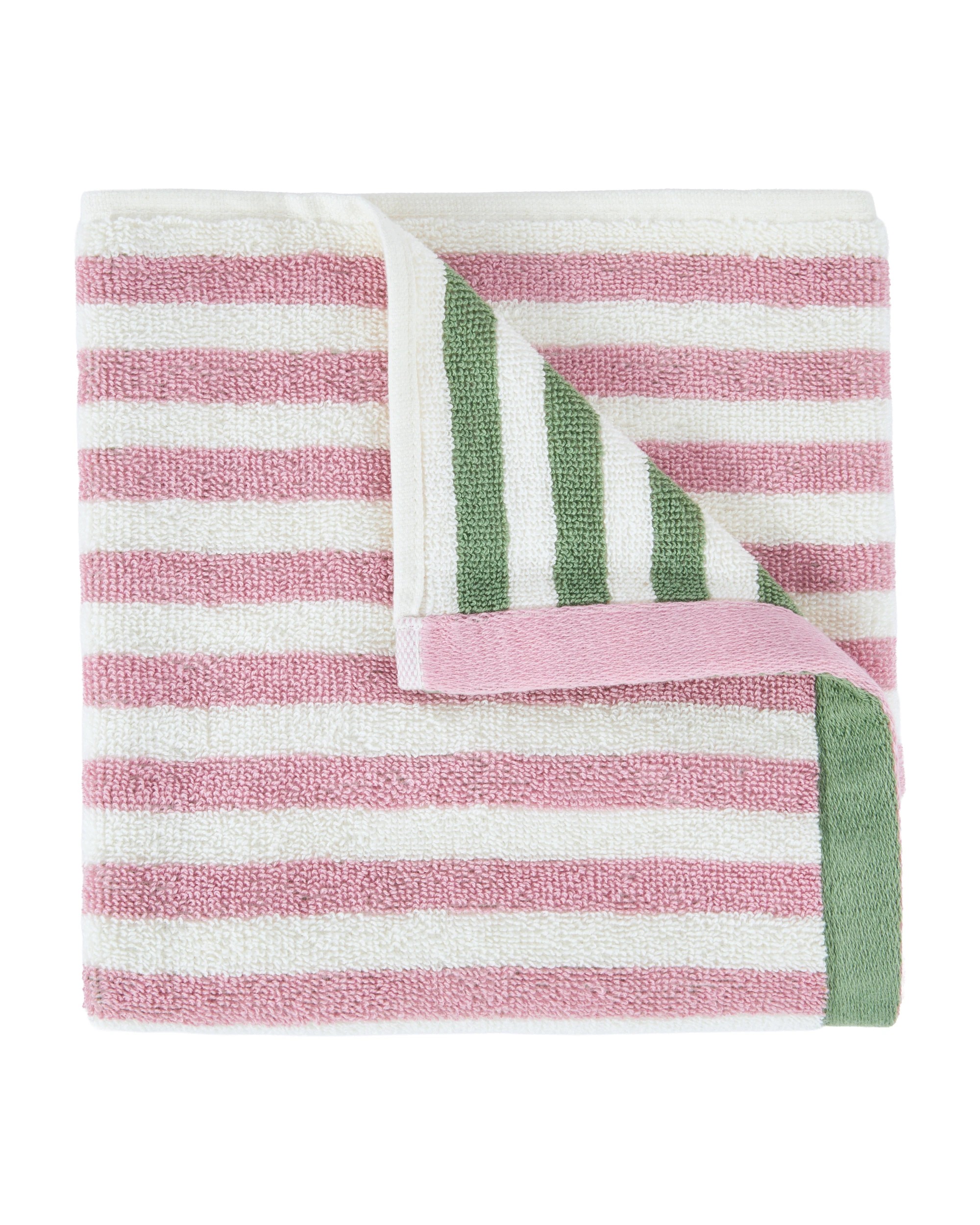 1 Reversible Stripe Cotton Hand Towel - Pink and Green, 1 of 5