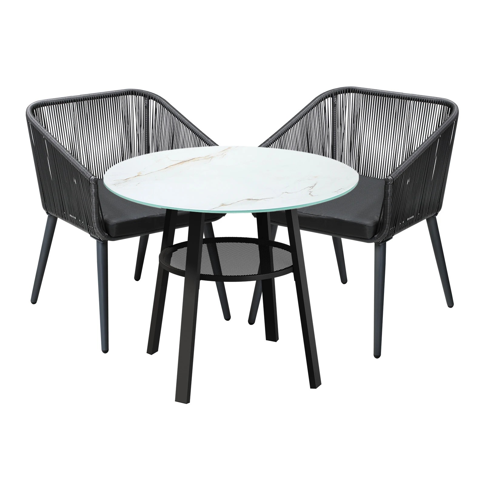 1 Livsip 3pcs Outdoor Dining Setting Marble-style Table Patio Furniture Bistro Set
 - Multi, 1 of 7