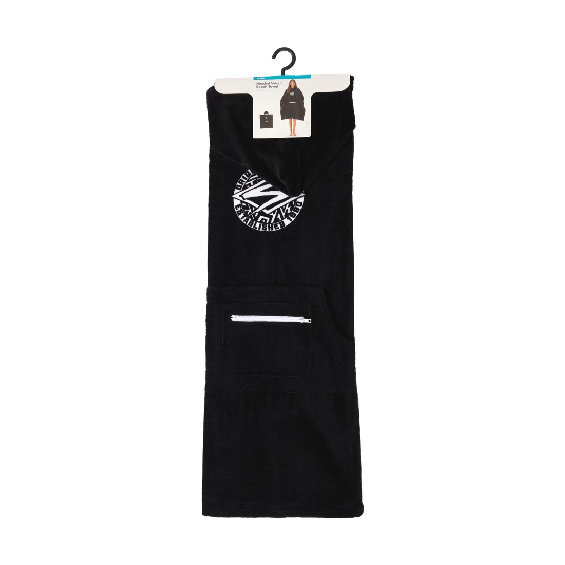 6 Hooded Velour Cotton Beach Towel - Black, 6 of 6