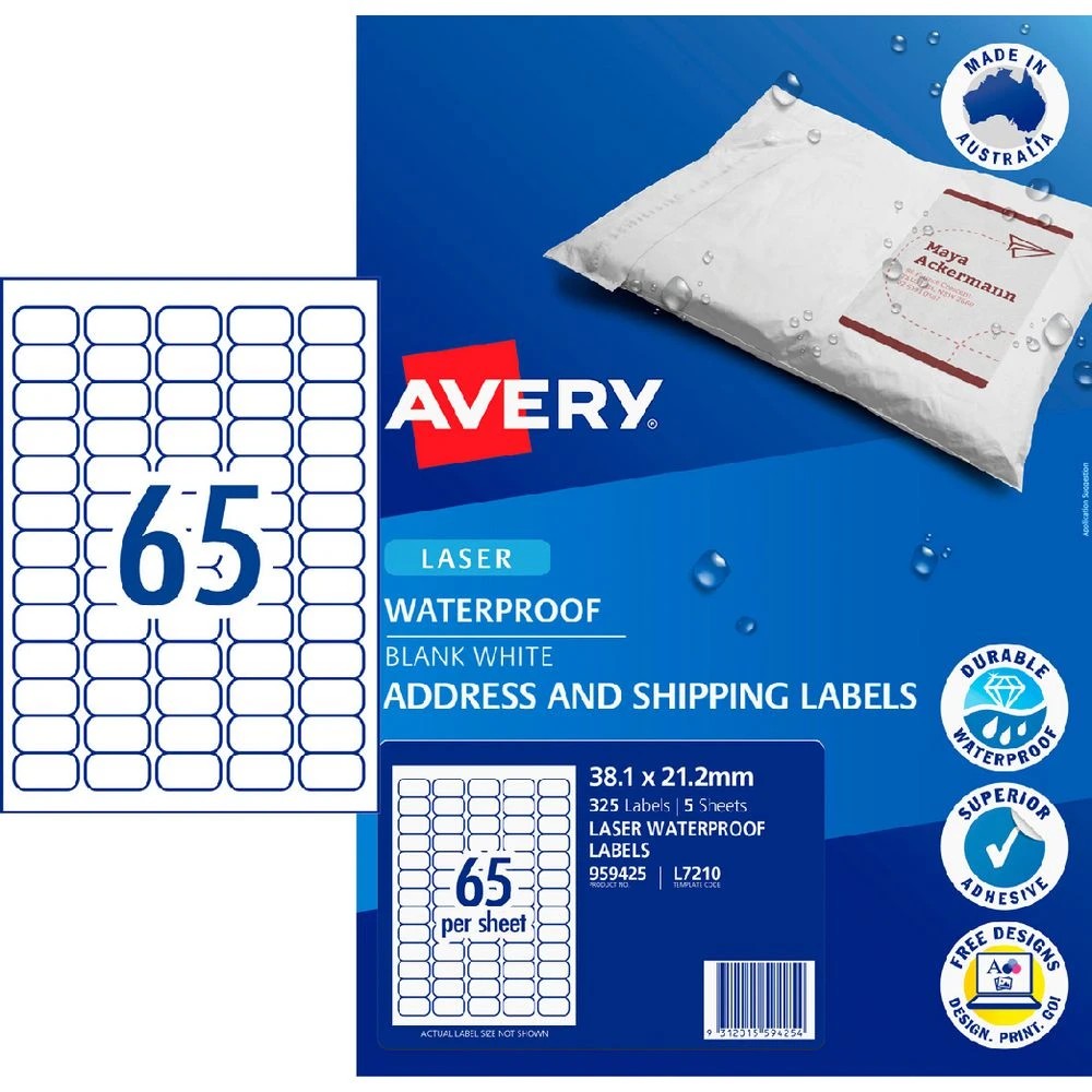 1 Avery 65UP Laser Waterproof Labels 5 Pack, 1 of 6
