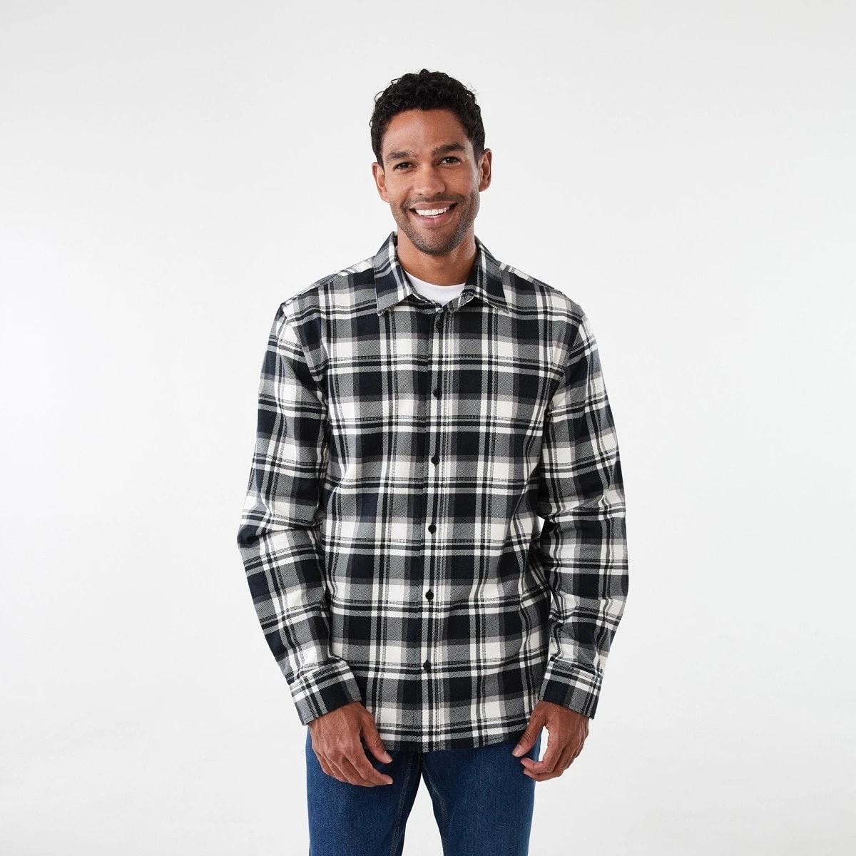 2 Long Sleeve Printed Plaid Shirt Blk Check, 2 of 7