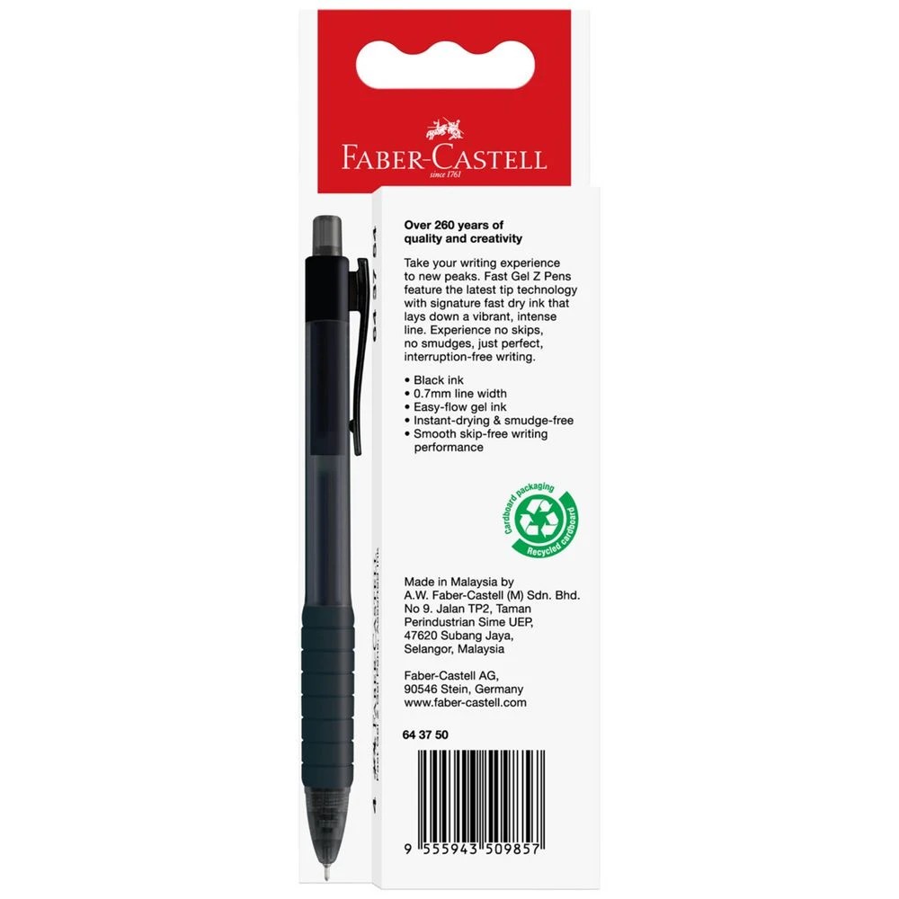 3 Faber Castell Fast Gel Z Pen 0.7mm Black 4 Pack, 3 of 3