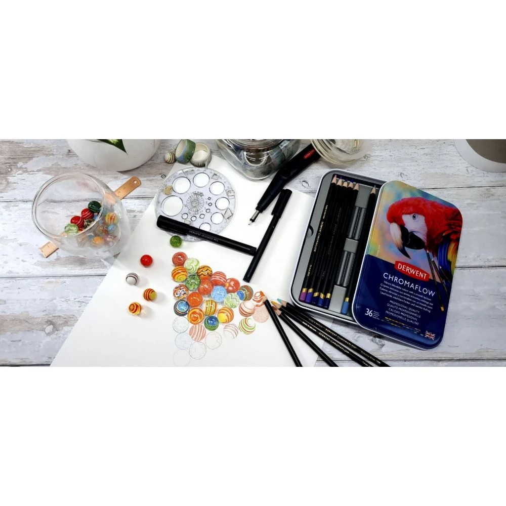 5 Derwent Chromaflow Coloured Pencils Tin 36 Pack, 5 of 5