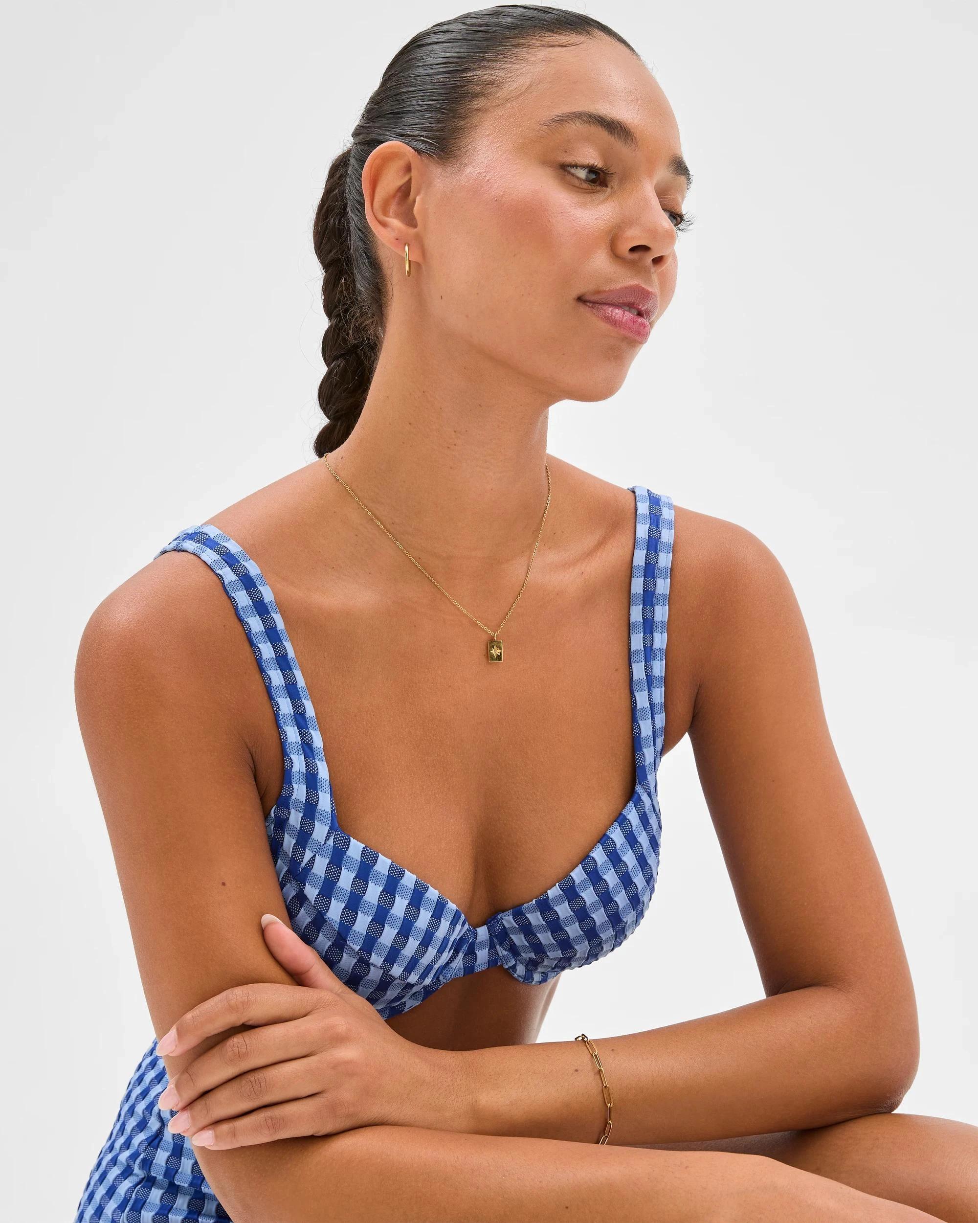 2 Target Shape Your Body Resort Balconette Underwire Check Bikini Top NAVY BLUE CHECK, 2 of 6