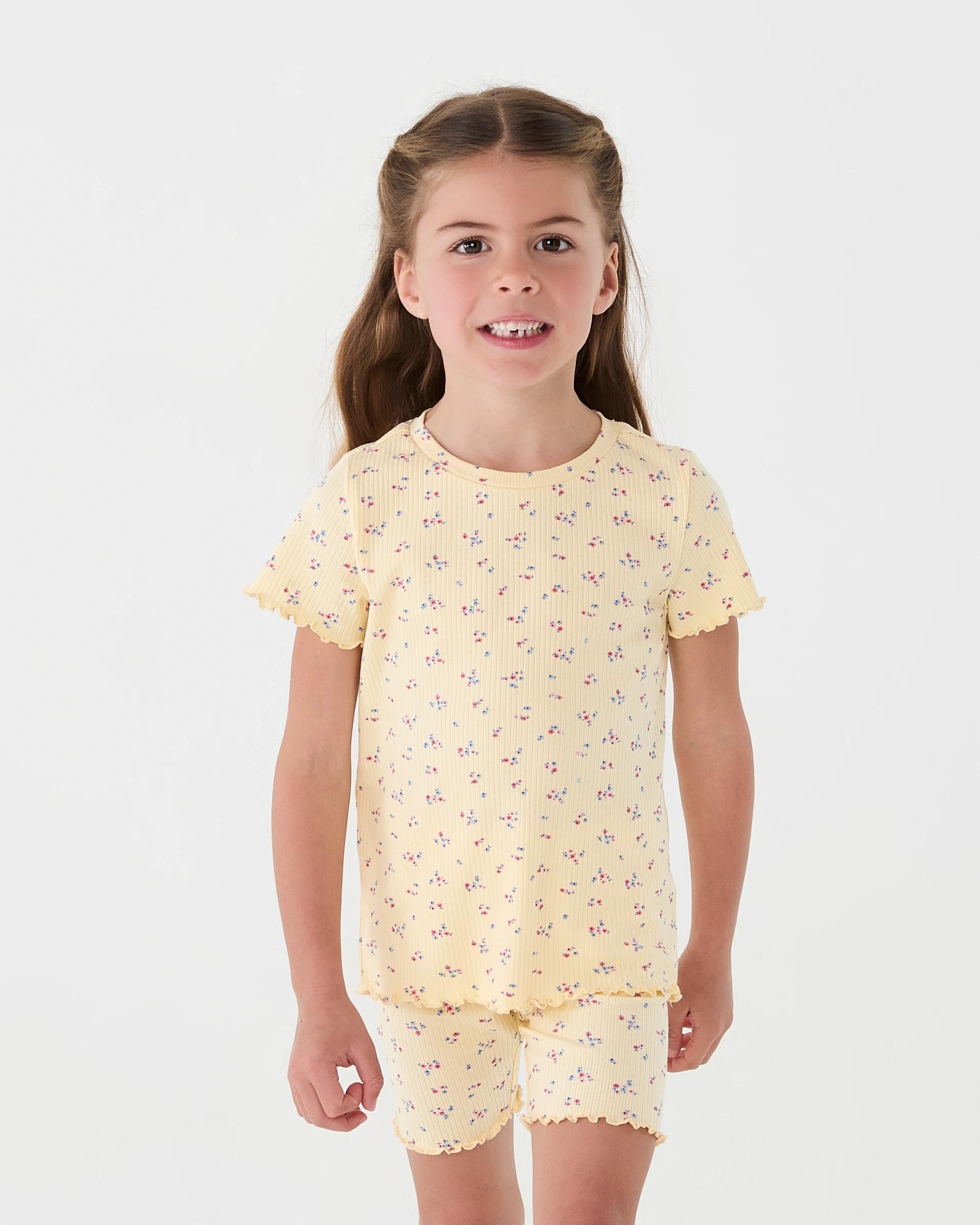 1 Short Sleeve Ribbed T-shirt Ylw Floral, 1 of 8