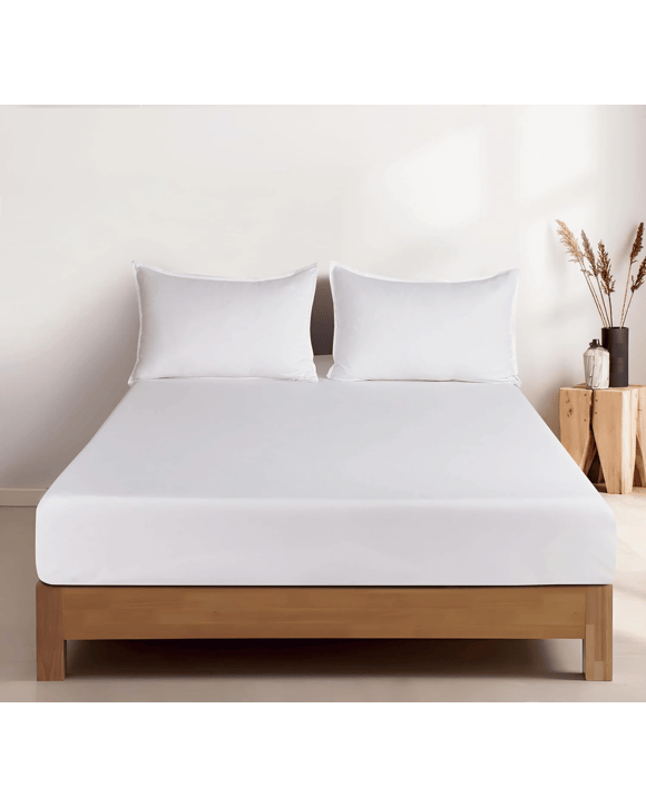 CleverPolly 100% Vintage Washed Microfibre Fitted Sheet Set - King Bed - White