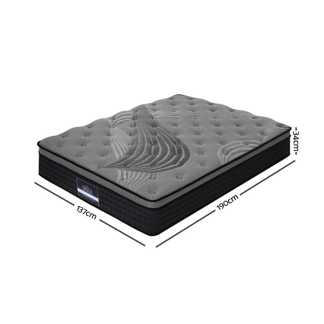 2 Giselle Bedding 34cm Mattress Bamboo Cover Double - Charcoal, 2 of 8