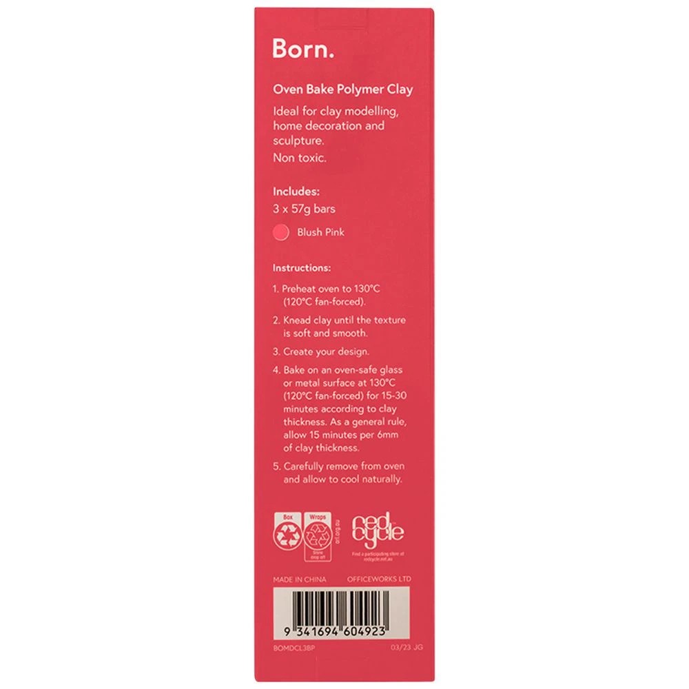 2 Born Oven Bake Polymer Clay Blush Pink 3 Pack, 2 of 4