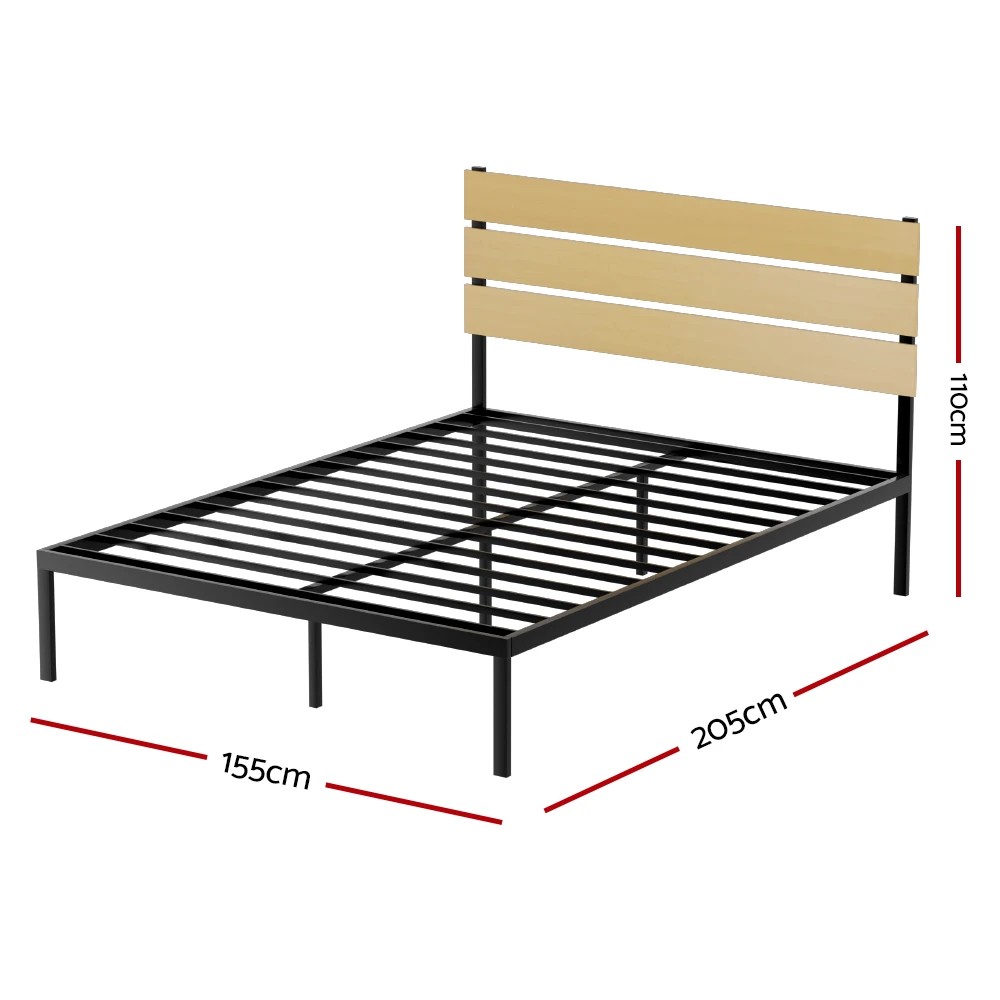 2 Artiss Bed Frame Queen Size Metal Frame PAULA - Black, 2 of 7