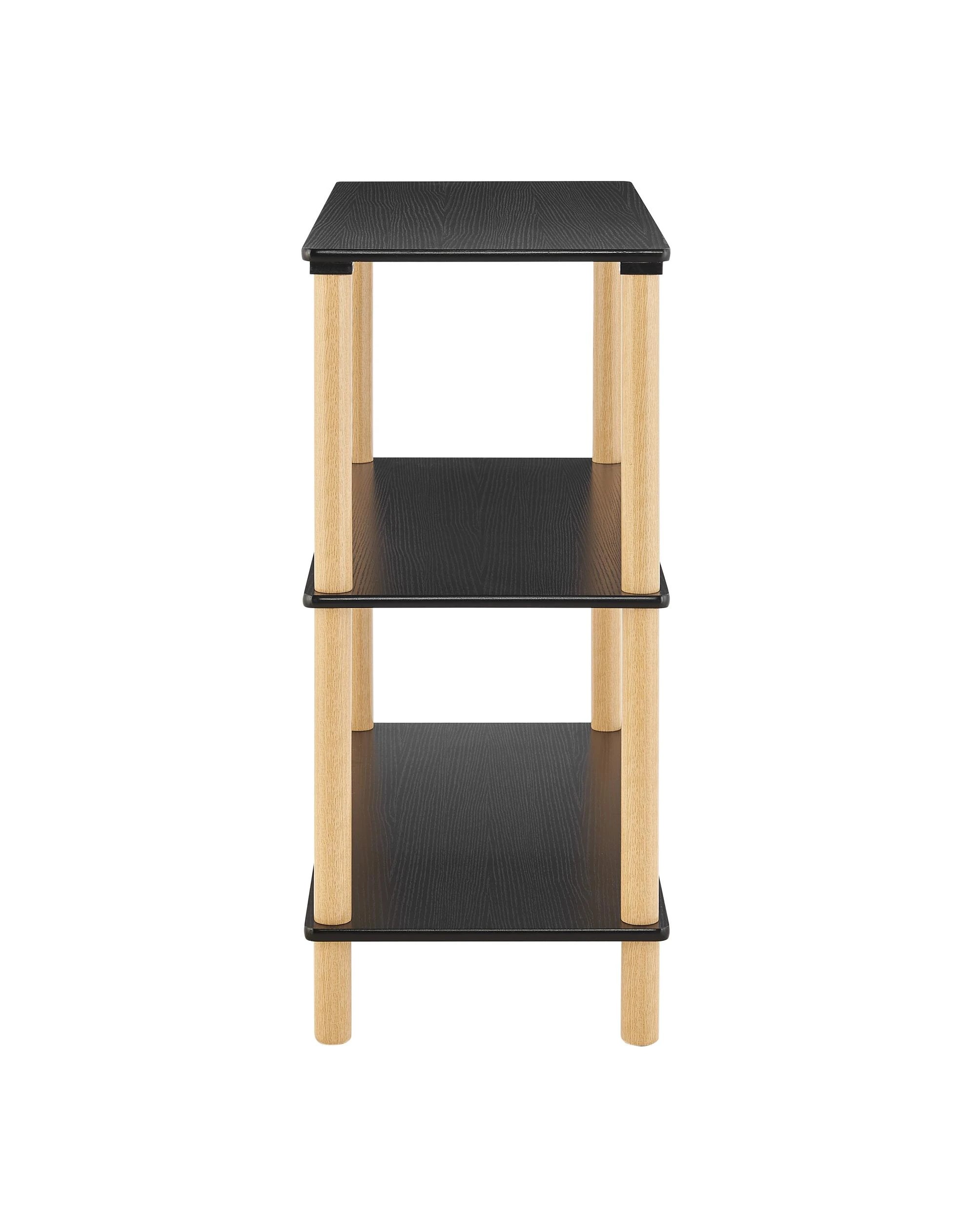 5 Kodu Open Shelf Unit Shelving Display Rectangular 3 Levels Black and Oak, 5 of 10