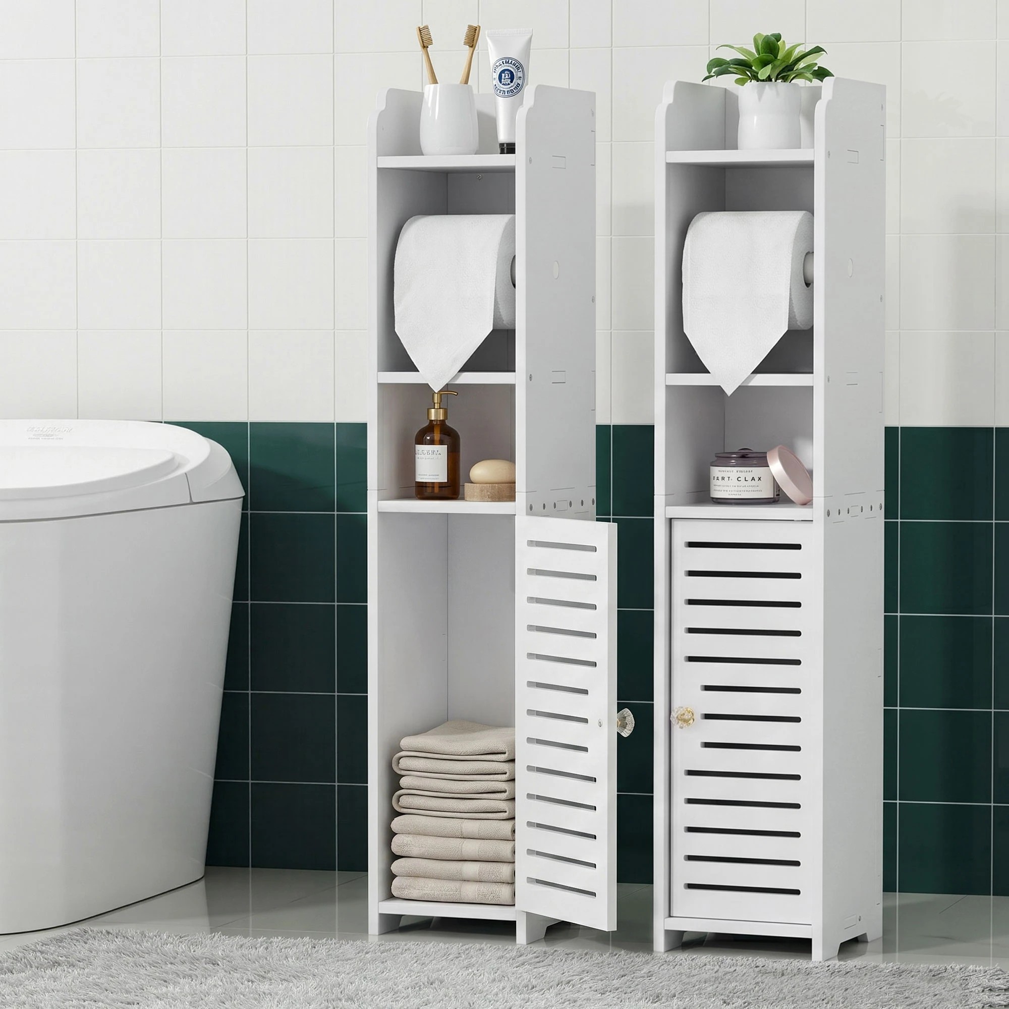 7 Artiss 2X Bathroom Cabinet Toilet Roll Holder - White, 7 of 8