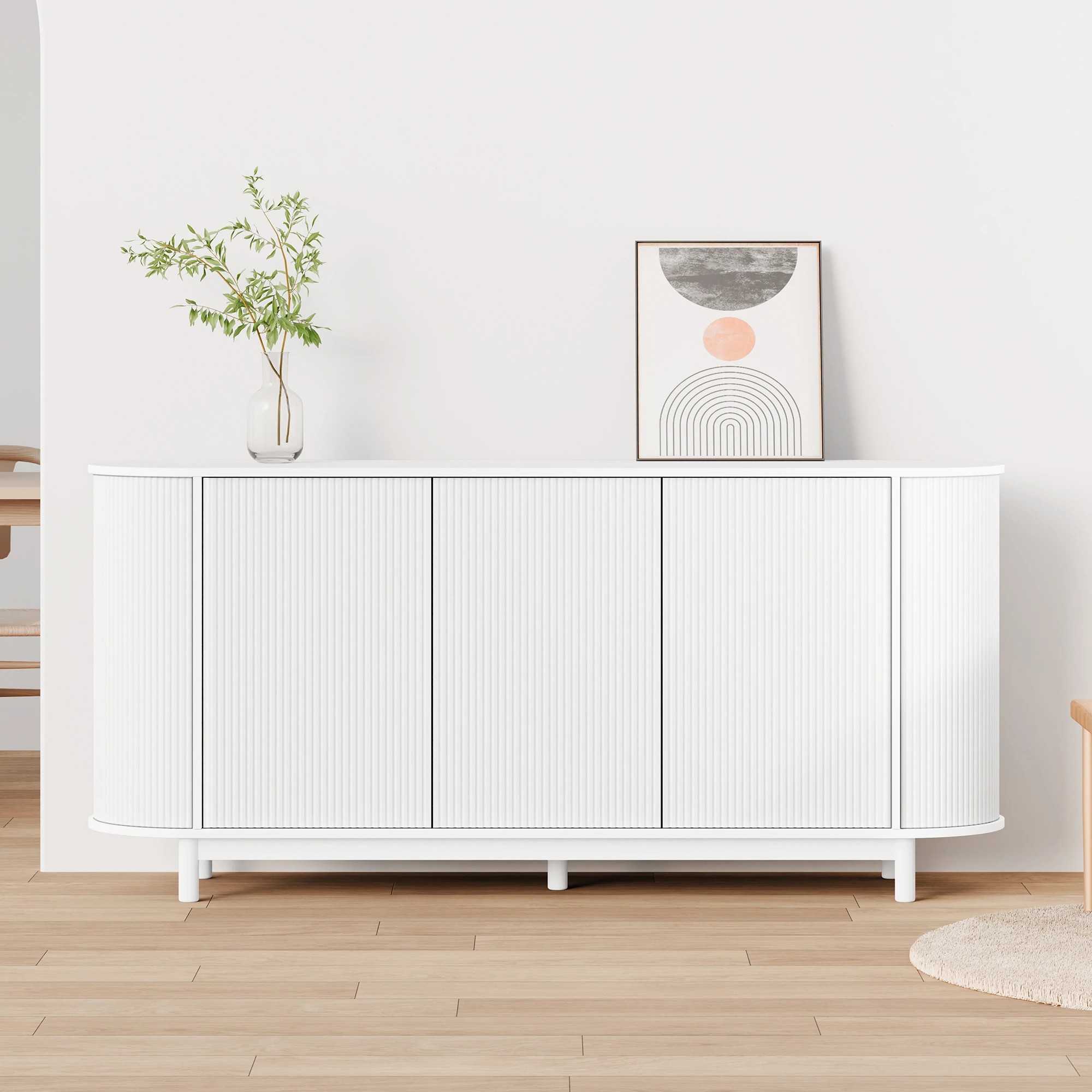 4 Alfordson Buffet Sideboard Cupboard Cabinet Storage Kitchen Pantry Hallway Table - White, 4 of 10