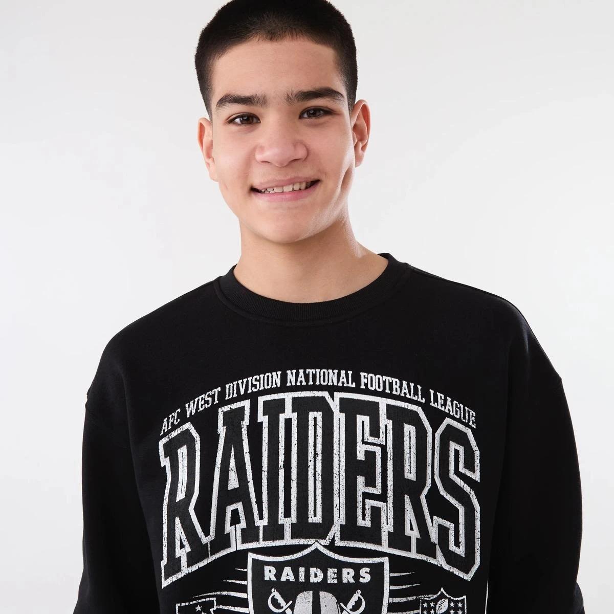 1 Official NFL Youth Fleece Top RAIDERS ASH HEATHER, 1 of 6