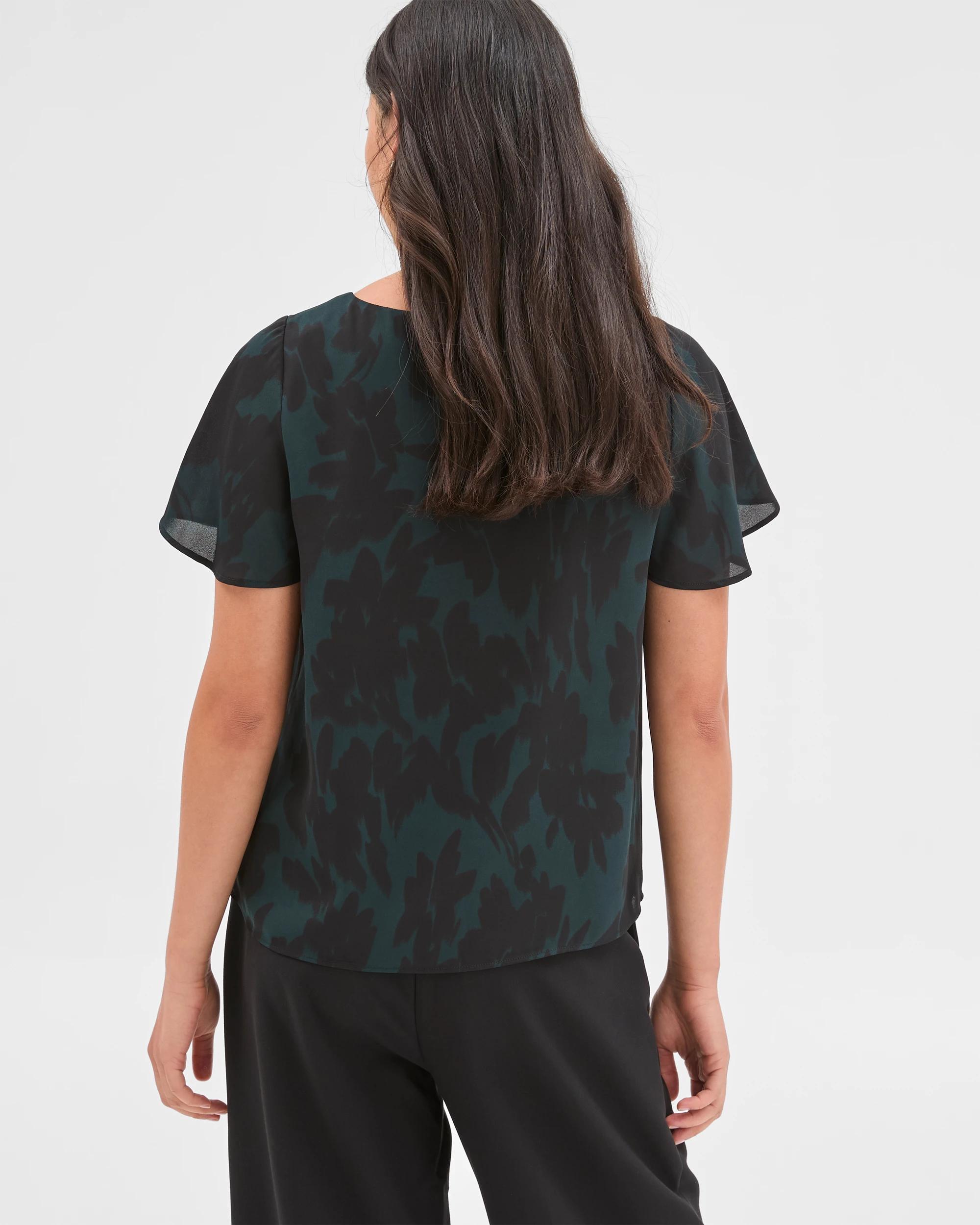 5 Preview Ella Crew Neck Blouse FLORAL BLUR, 5 of 5