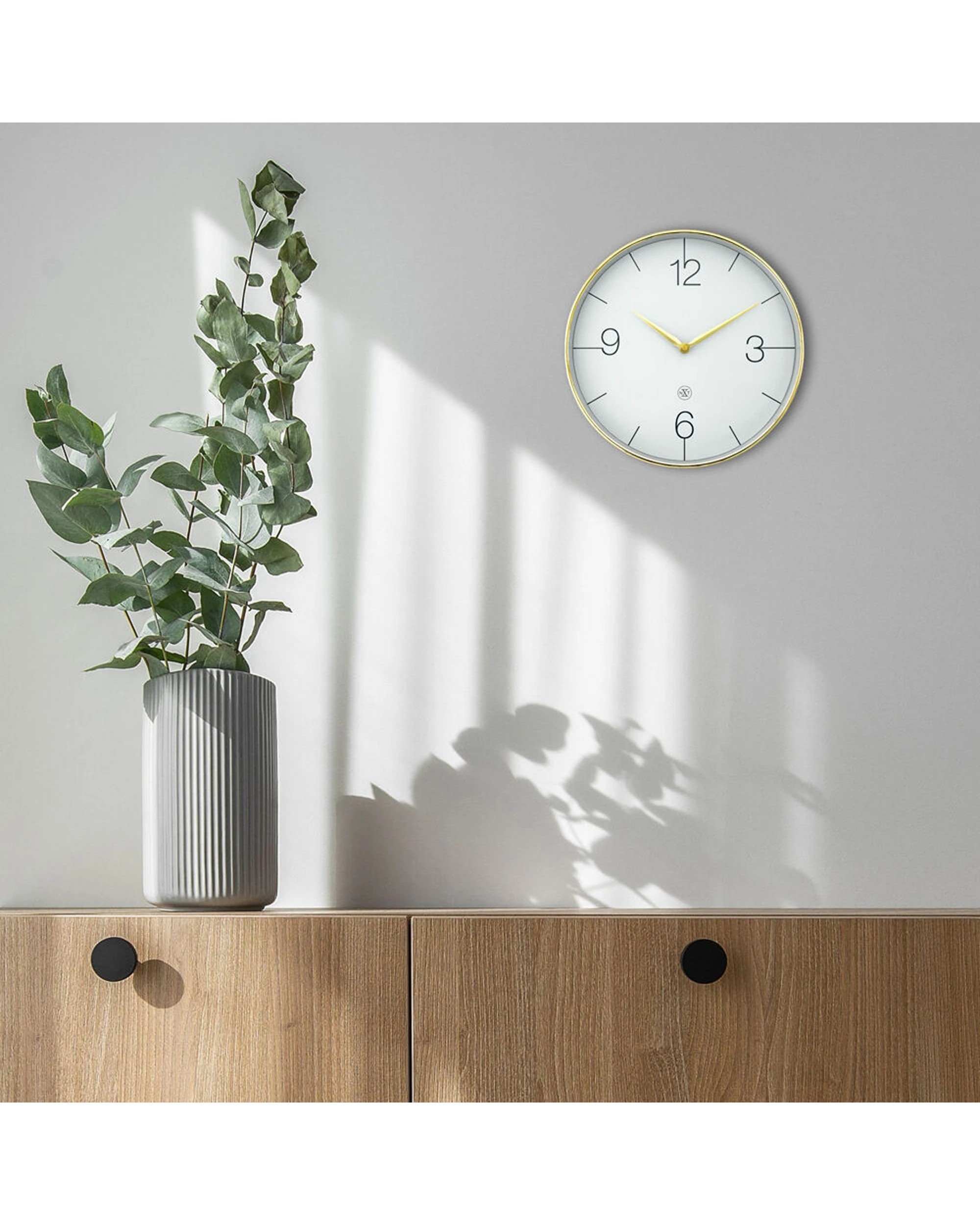 5 NexTime Analog Wall Clock Silent Elegant Minimalist Gold Edge 30cm - Grey, 5 of 5