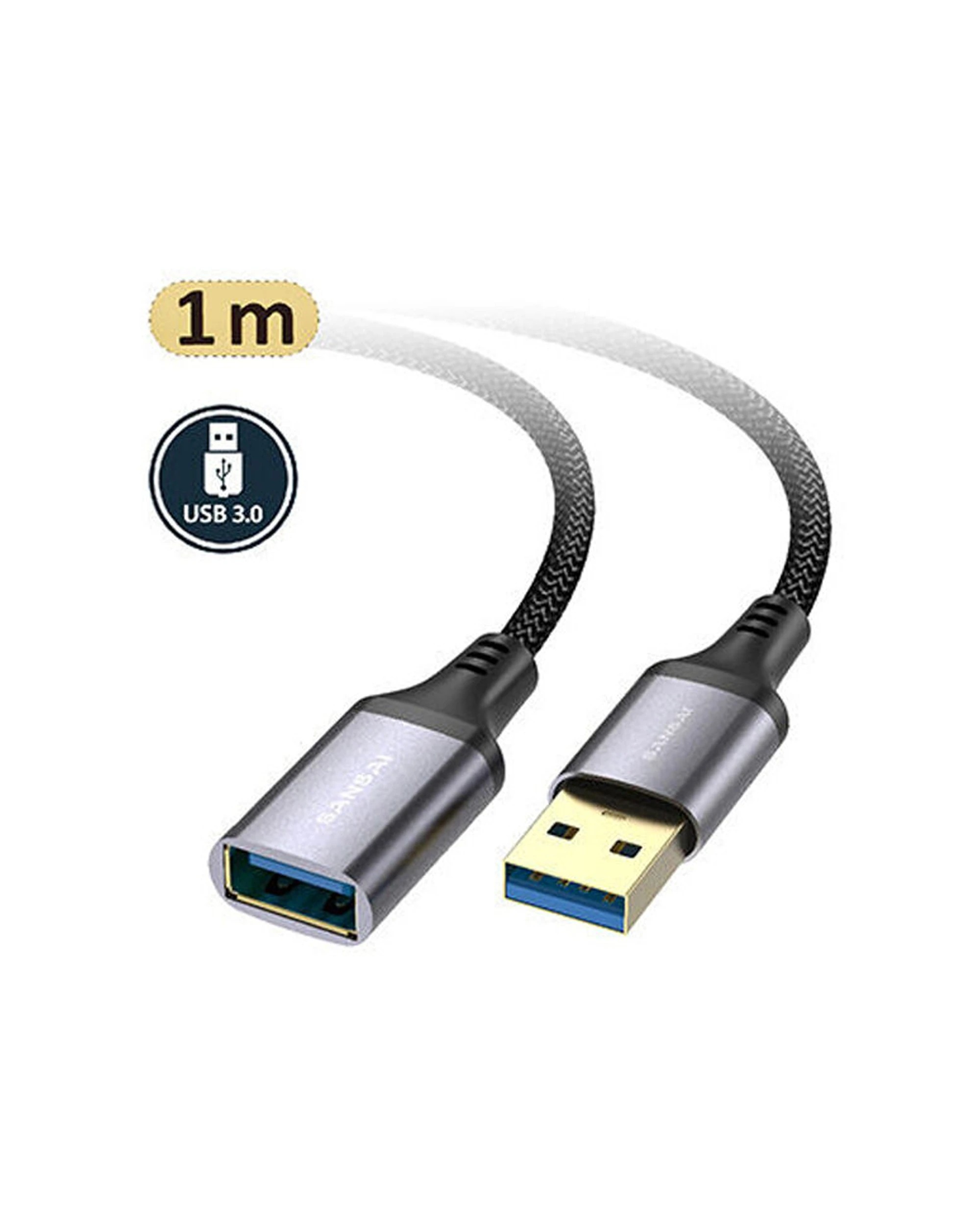 2 Sansai Heavy Duty USB 3.0 Extension Cable USB A Male To Female 1m - Multi, 2 of 3