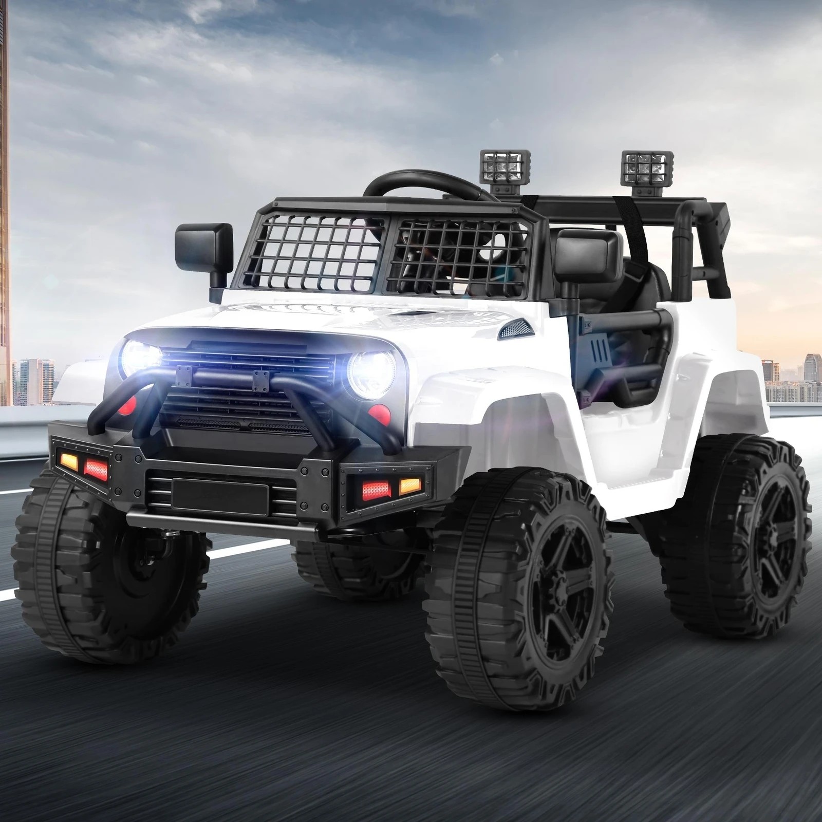 4 Alfordson Kids Ride On Car Toy Jeep Electric 12V 70W Motors R/C LED Lights - White, 4 of 10