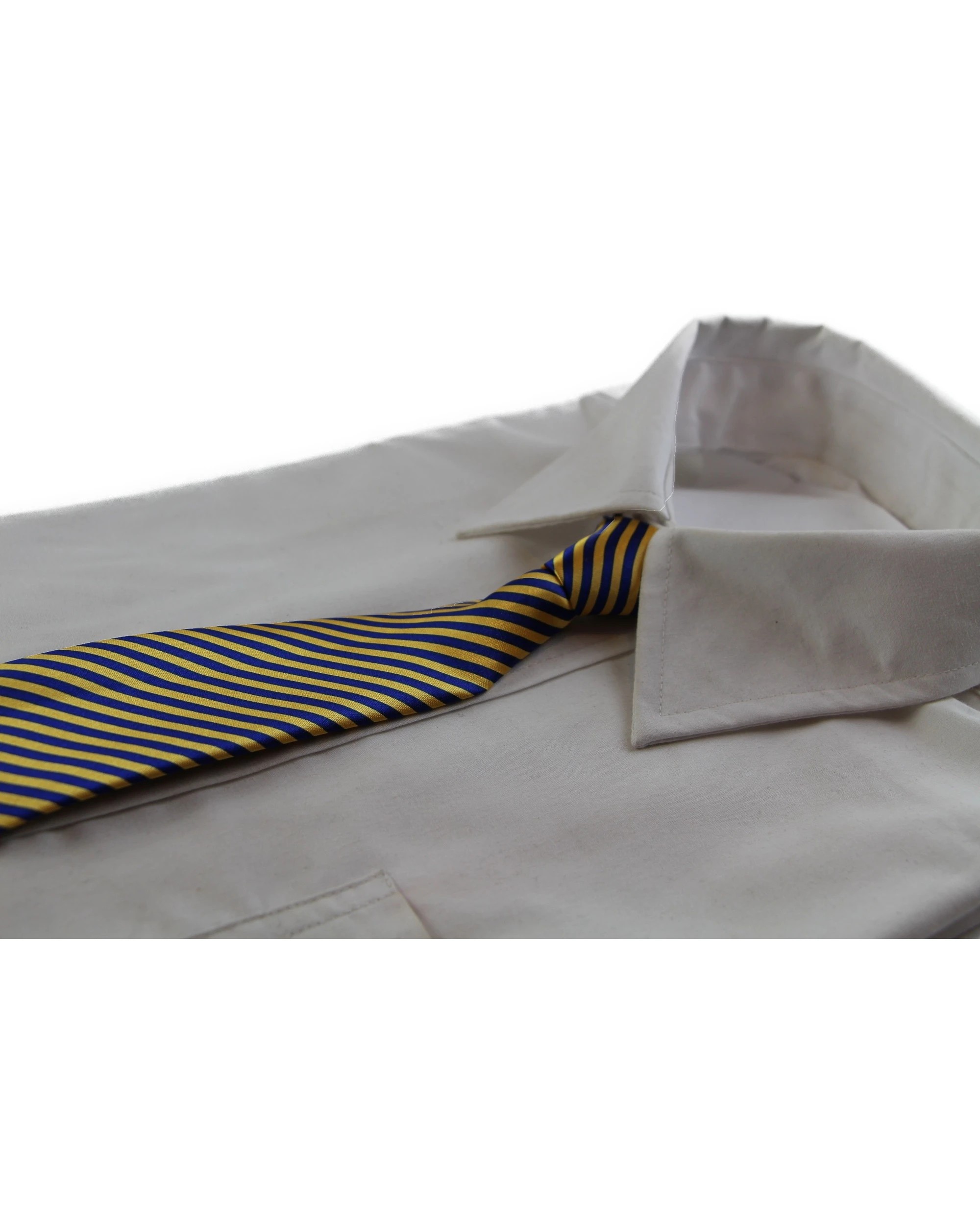 1 Zasel Kids Boys Blue & Yellow Diagonal Patterned Elastic Neck Tie, 1 of 2