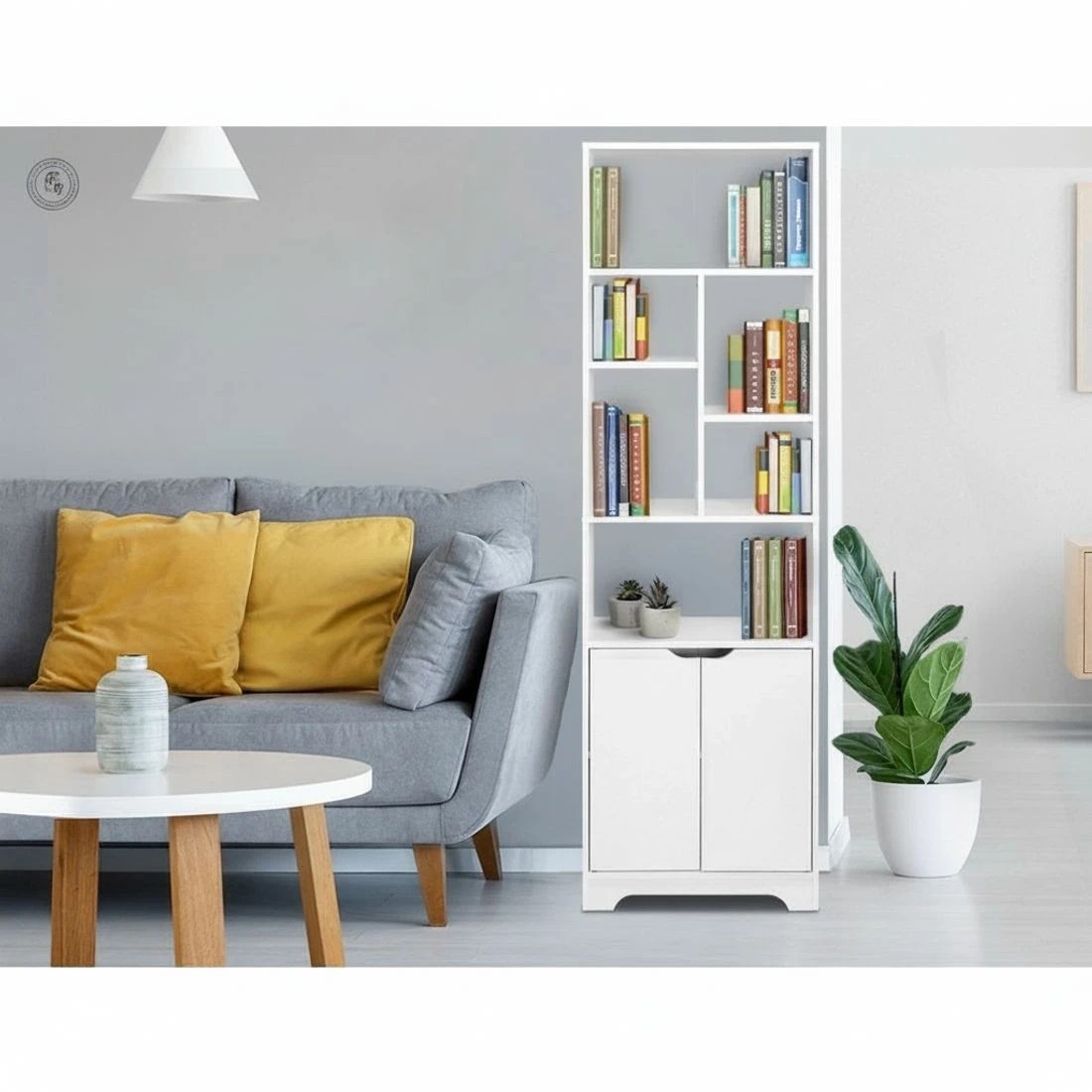 6 Artiss Bookshelf with Cabinetg - White, 6 of 8