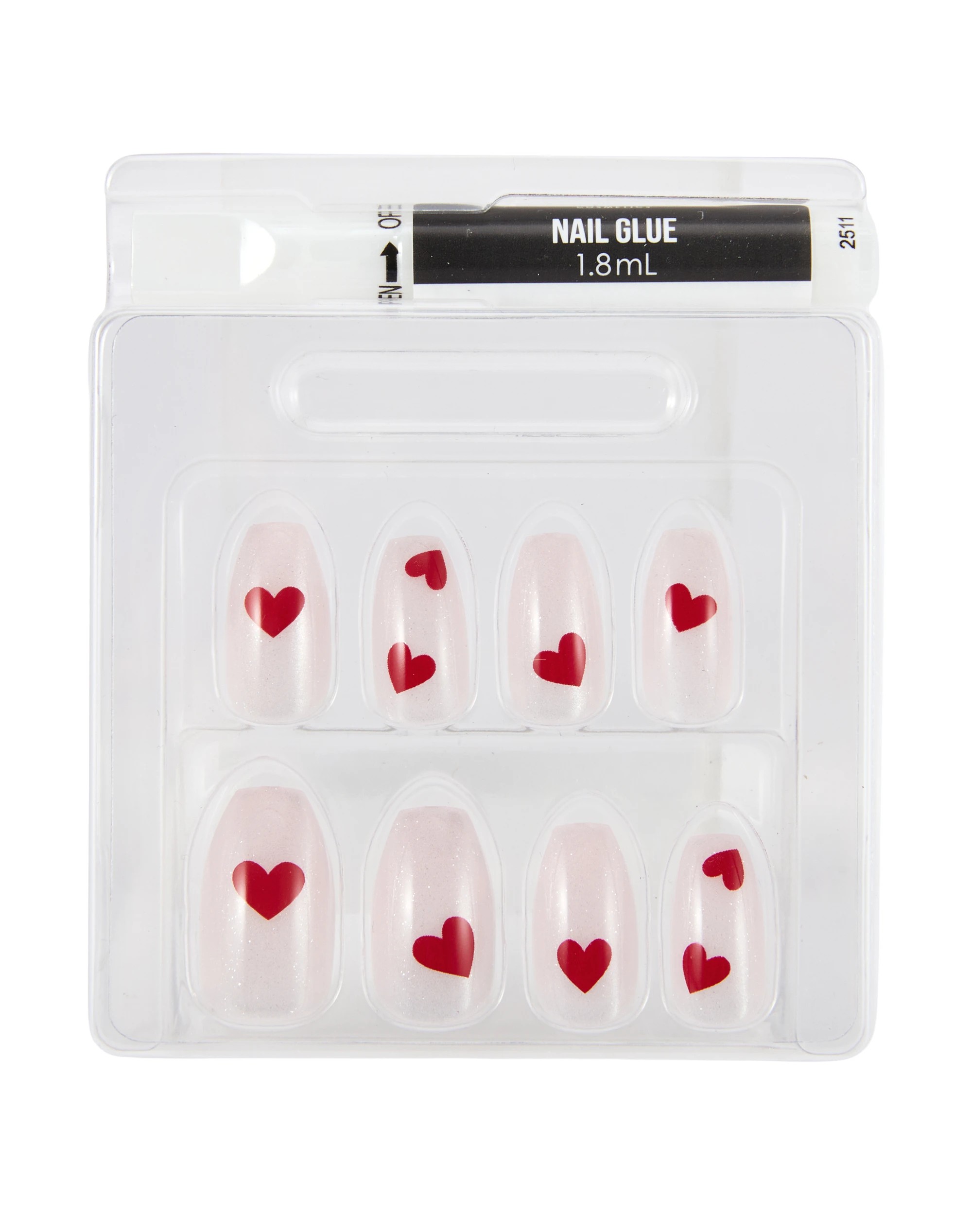3 OXX Cosmetics 24 Pack Artificial Nails with Adhesive - Coffin Shape, Heart, 3 of 4