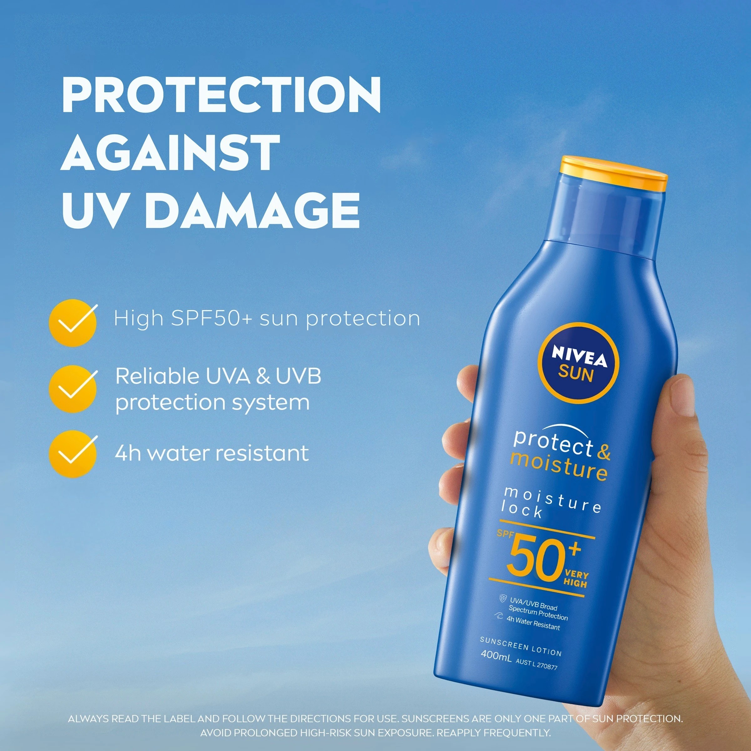 3 NIVEA Sun Protect & Moisture Moisture Lock SPF50+ Sunscreen Lotion 400ml, 3 of 8