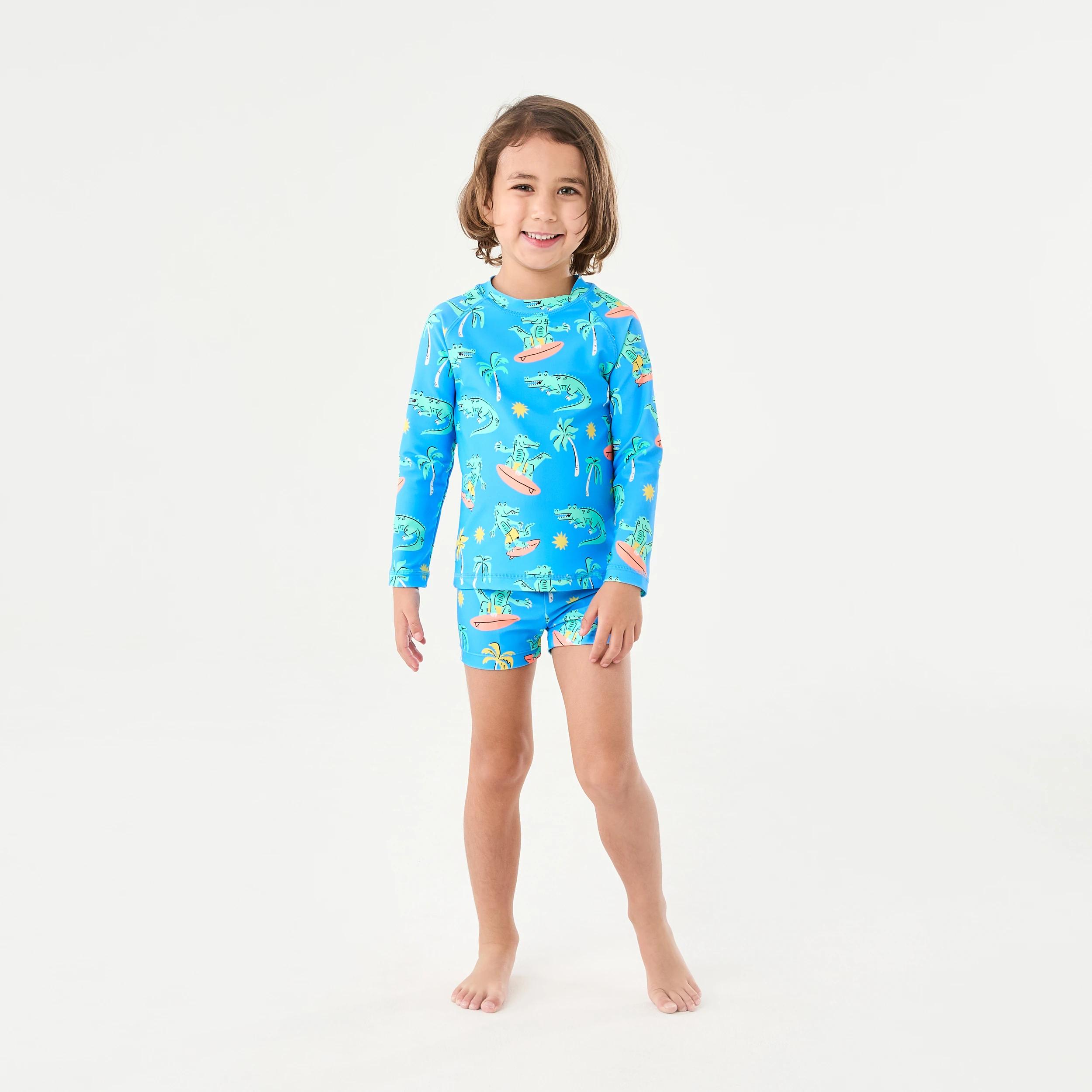 6 Long Sleeve Swim Set Blue Surf Croc, 6 of 7