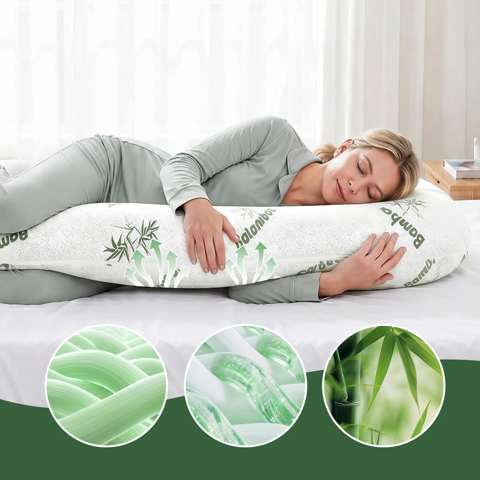 5 Giselle Bedding Pregnancy Pillow for Side Sleepers C-Shaped Maternity Body Pillow - White, 5 of 9