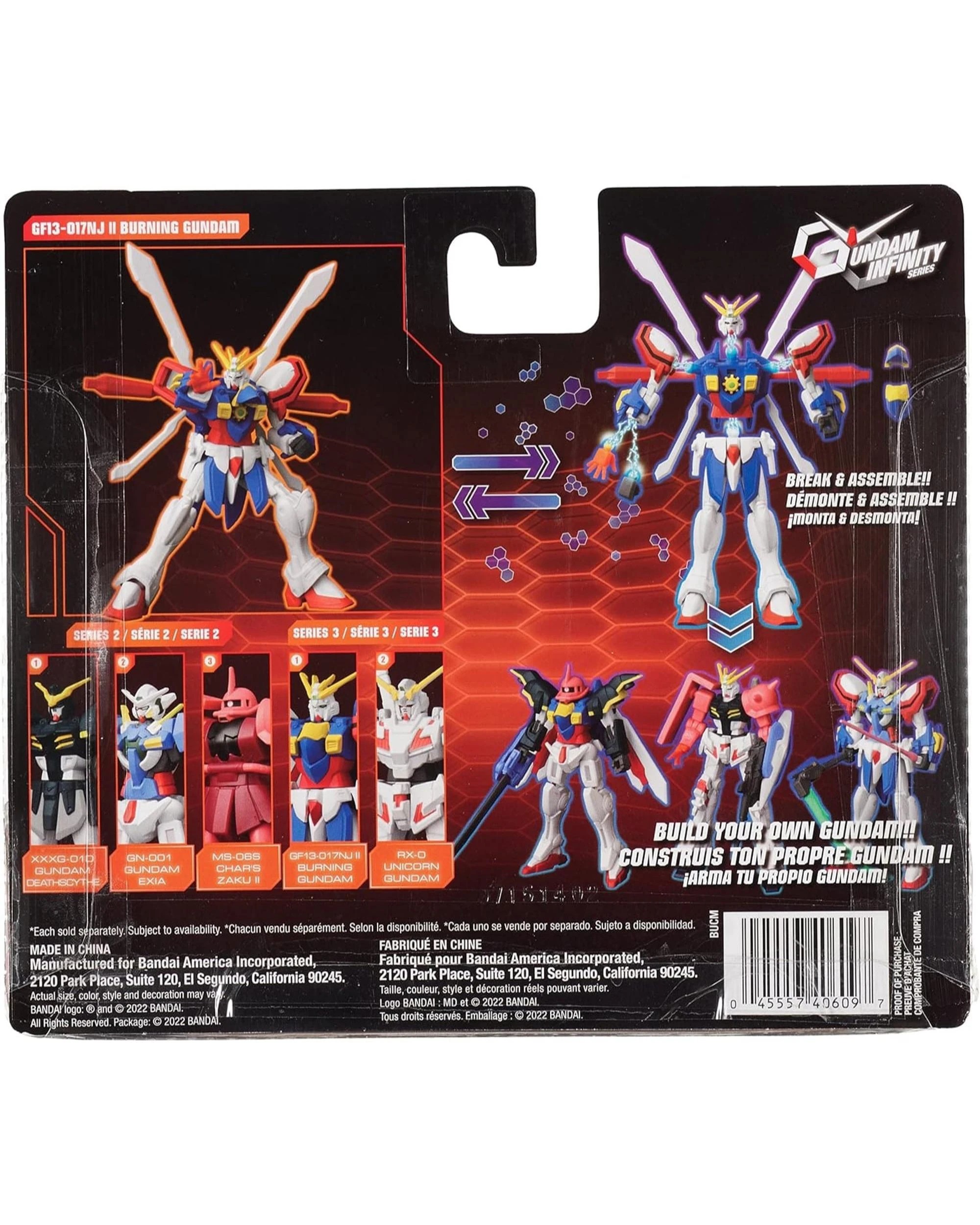 7 Bandai Gundam Infinity Series GF13-017NJ II Burning Gundam Figure, 7 of 7