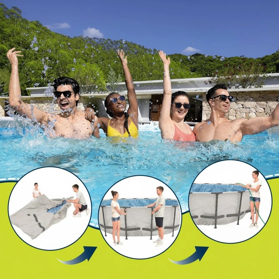 5 Bestway 366cm Swimming Pool Round w/ Filter Pump Cover Ladder - White, 5 of 5