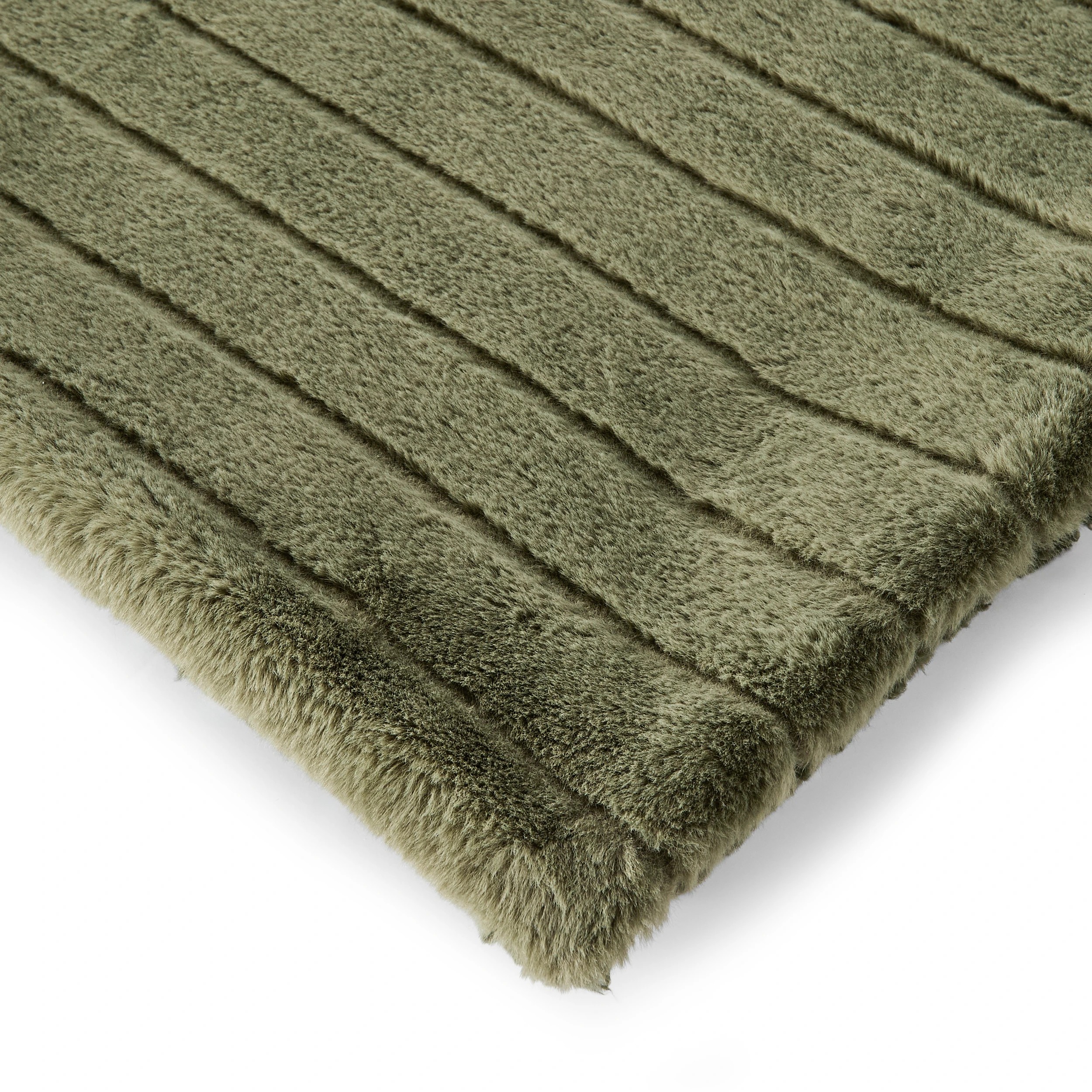 6 Faux Fur Stripe Blanket - Queen / King Bed, Forest, 6 of 6
