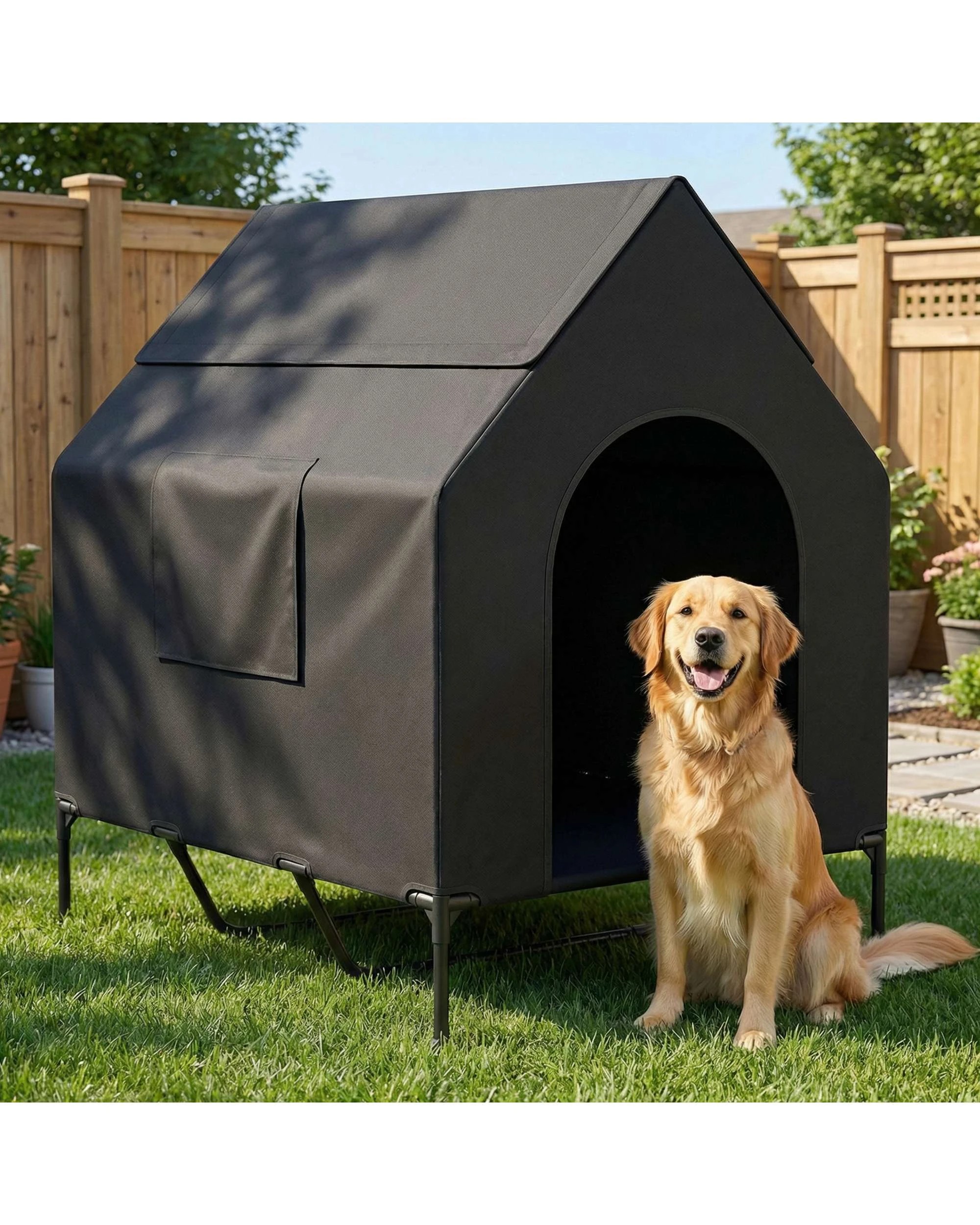 3 Advwin 2-in-1 Large Dog House Elevated Breathable Weatherproof Pet Shelter Outdoor, 3 of 8