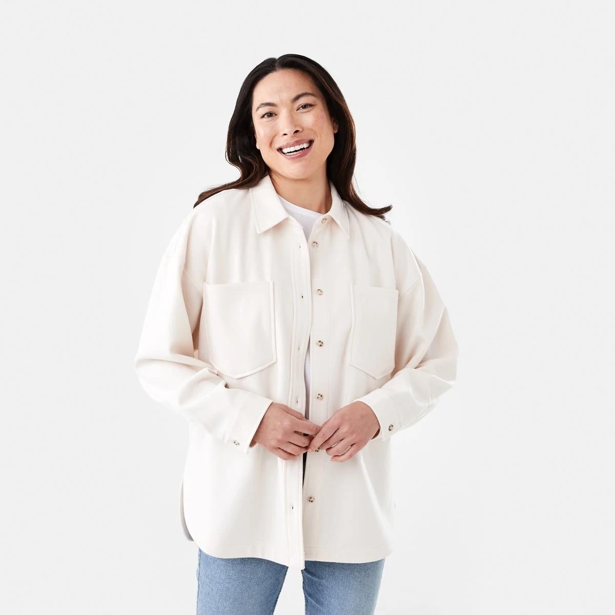 1 Long Sleeve Soft Touch Shirt Ecru, 1 of 8