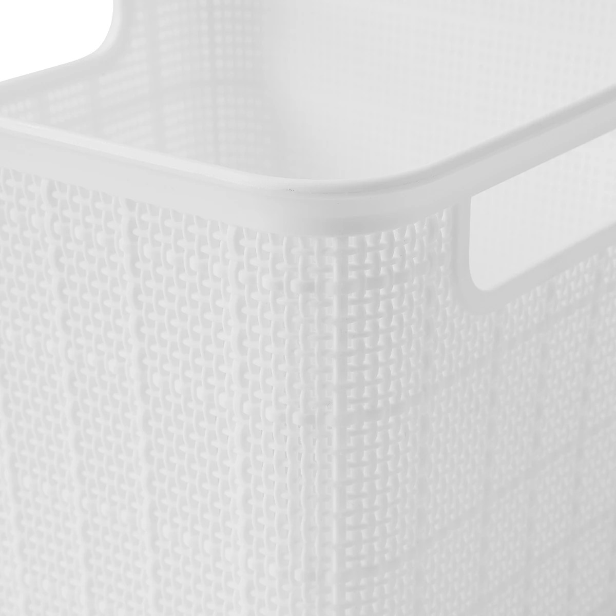 7 3.5L Linen Weave Square Basket - White, 7 of 8