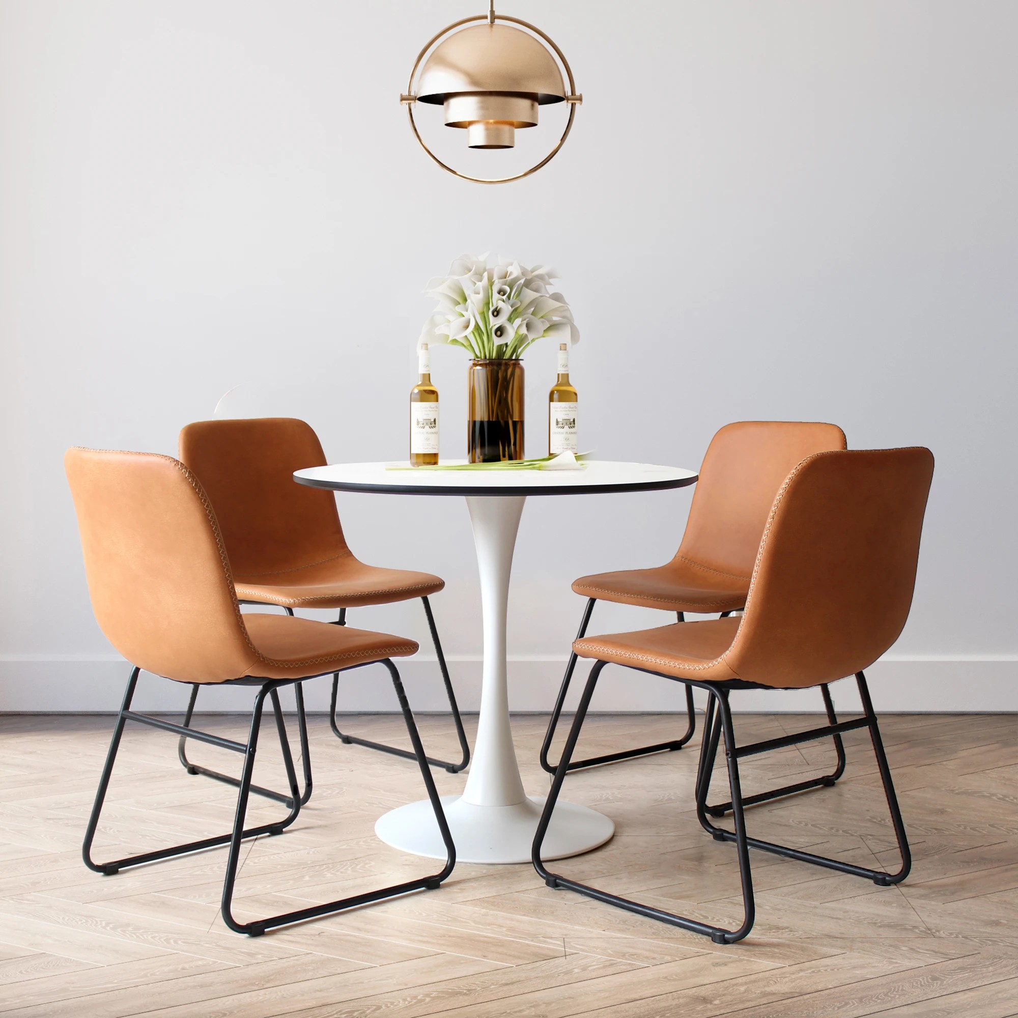 7 Levede 4x Dining Chairs PU Leather - Brown, 7 of 8