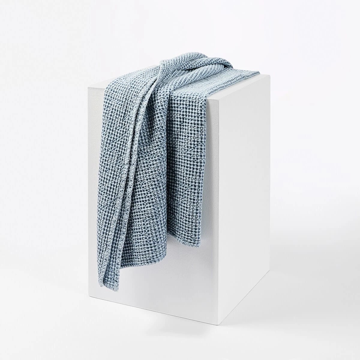 1 Stonewashed Cotton Waffle Throw - Blue, 1 of 7