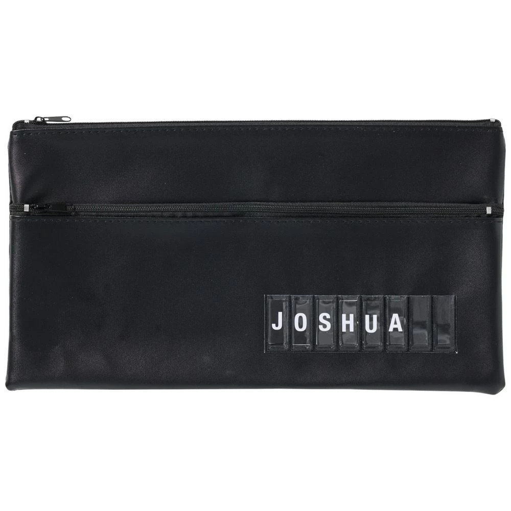 3 Studymate Twin Zip Name Pencil Case Large Black, 3 of 4