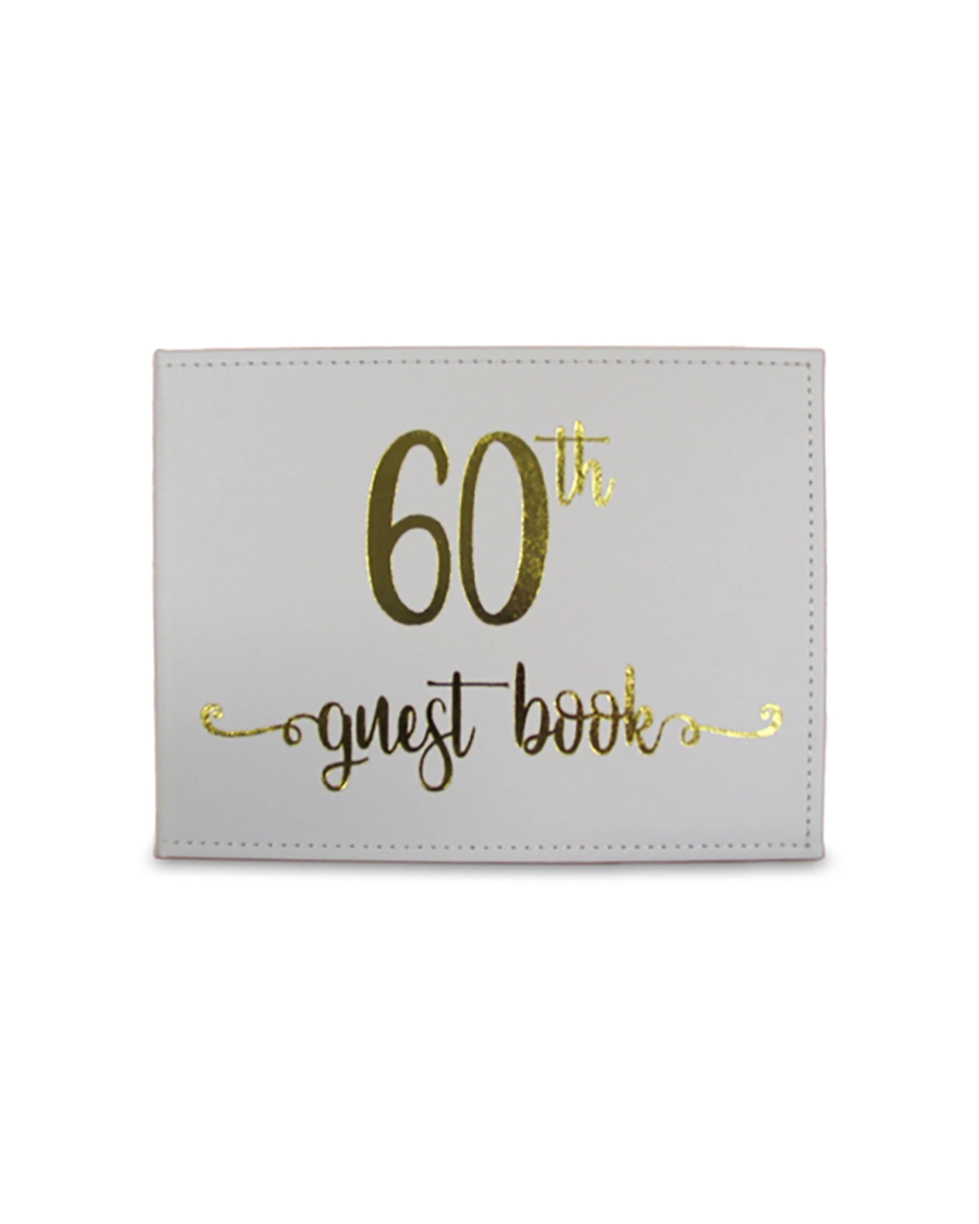 2 Guest Book 60th Gold Text 23x18cm Novelty Birthday Party Signature Pad Set - Gold, 2 of 3